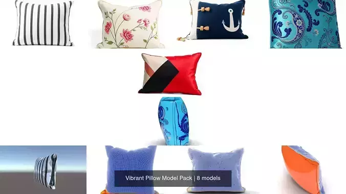Vibrant Pillow Model Pack 3D Model Collection