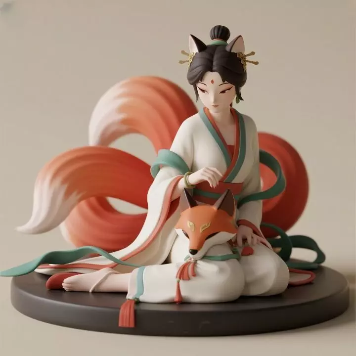 906 Fox Spirit Woman in Pu Song Ling Style beast 3D print model