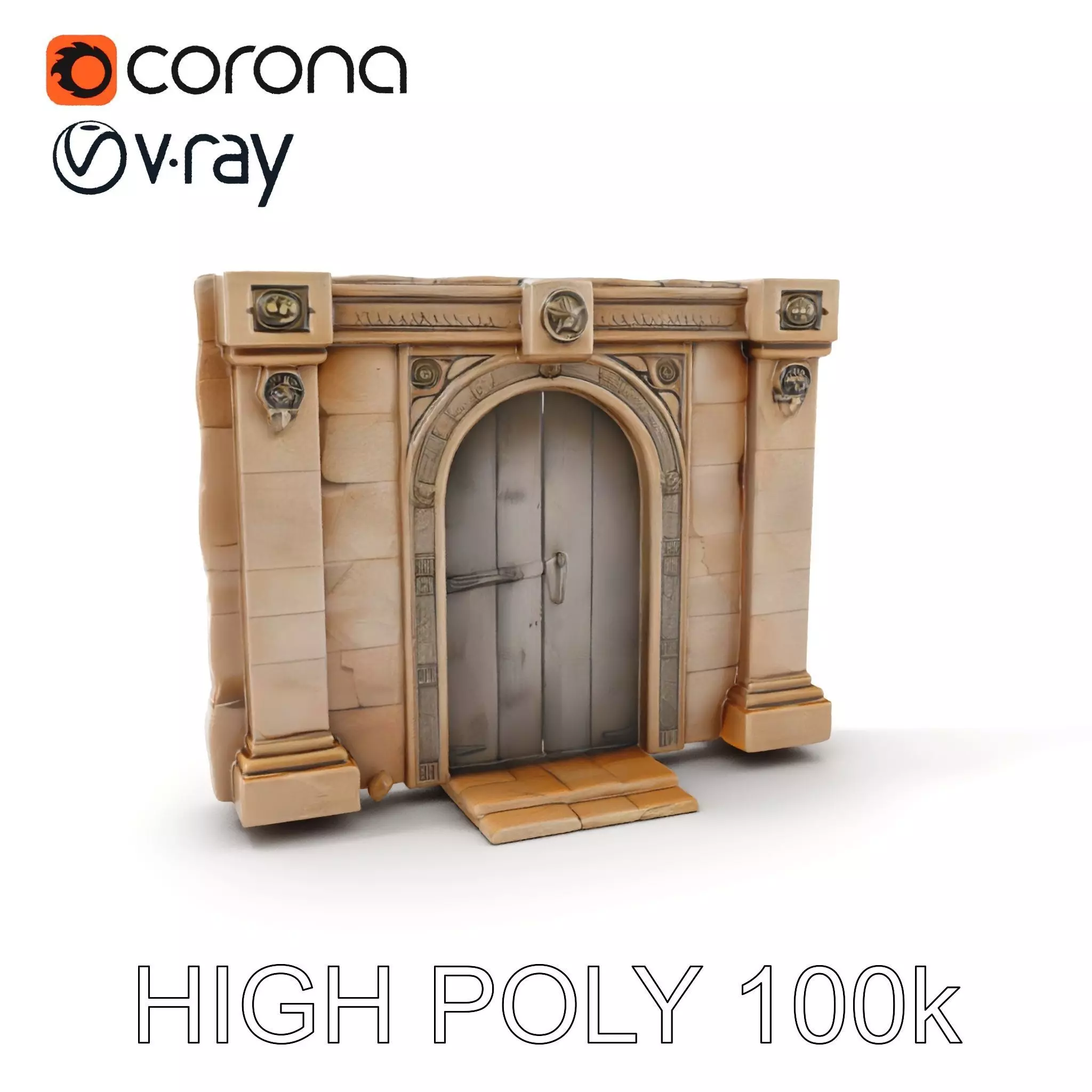 Medieval Stone Doorway Model Pack Low-poly 3D model_0
