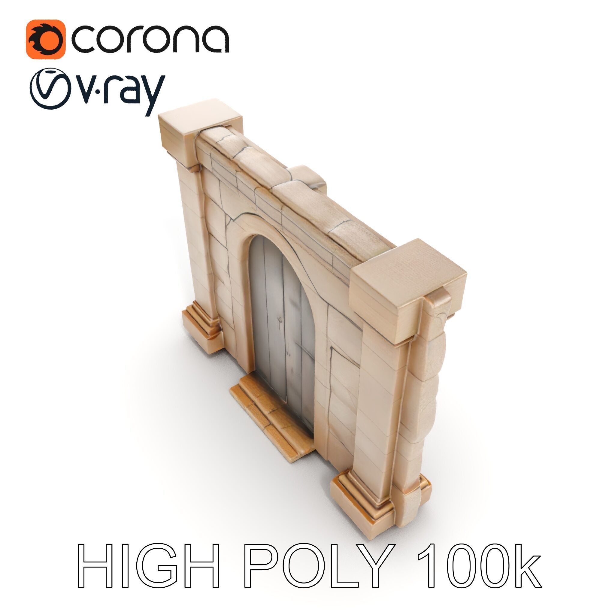 Medieval Stone Doorway Model Pack Low-poly 3D model_12