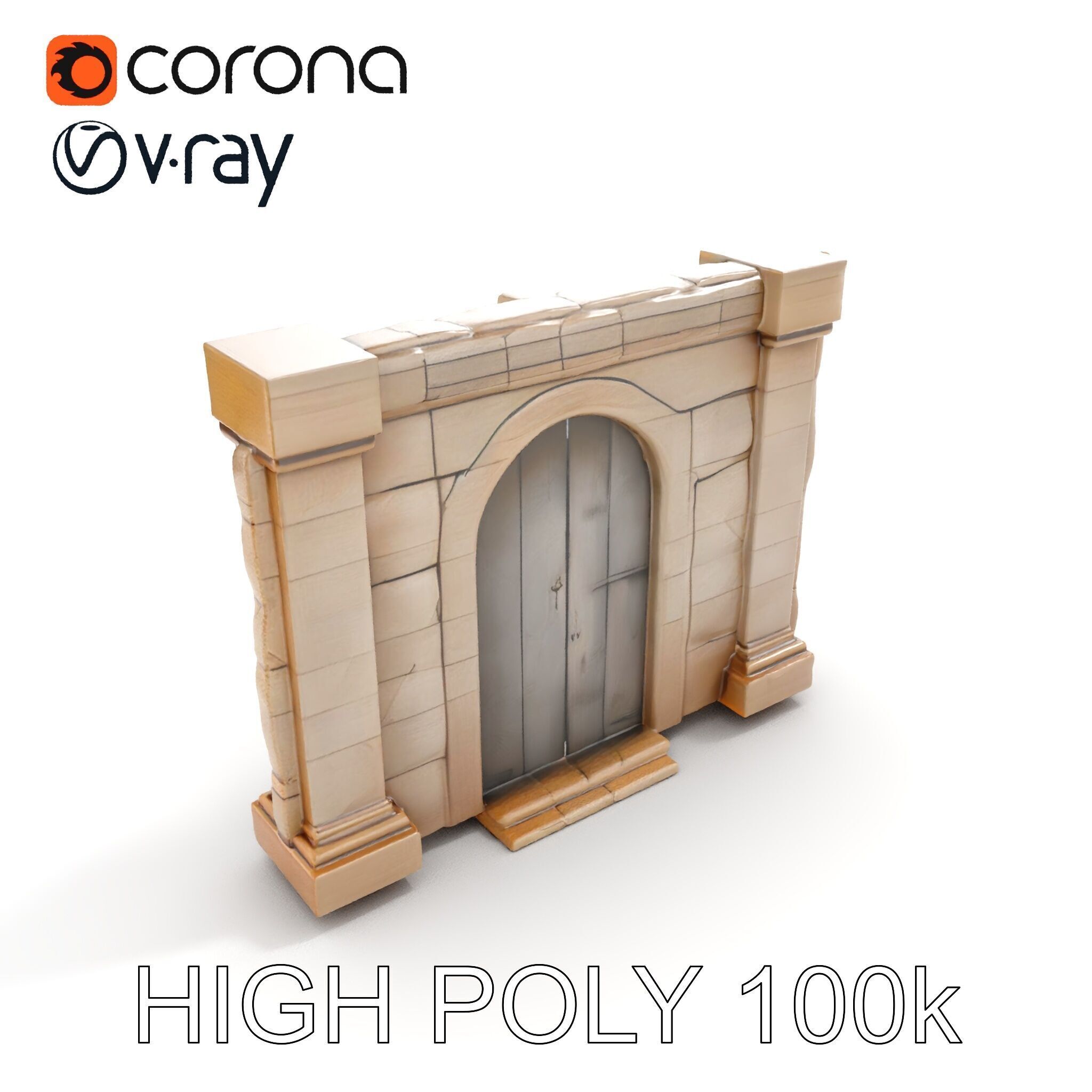 Medieval Stone Doorway Model Pack Low-poly 3D model_25