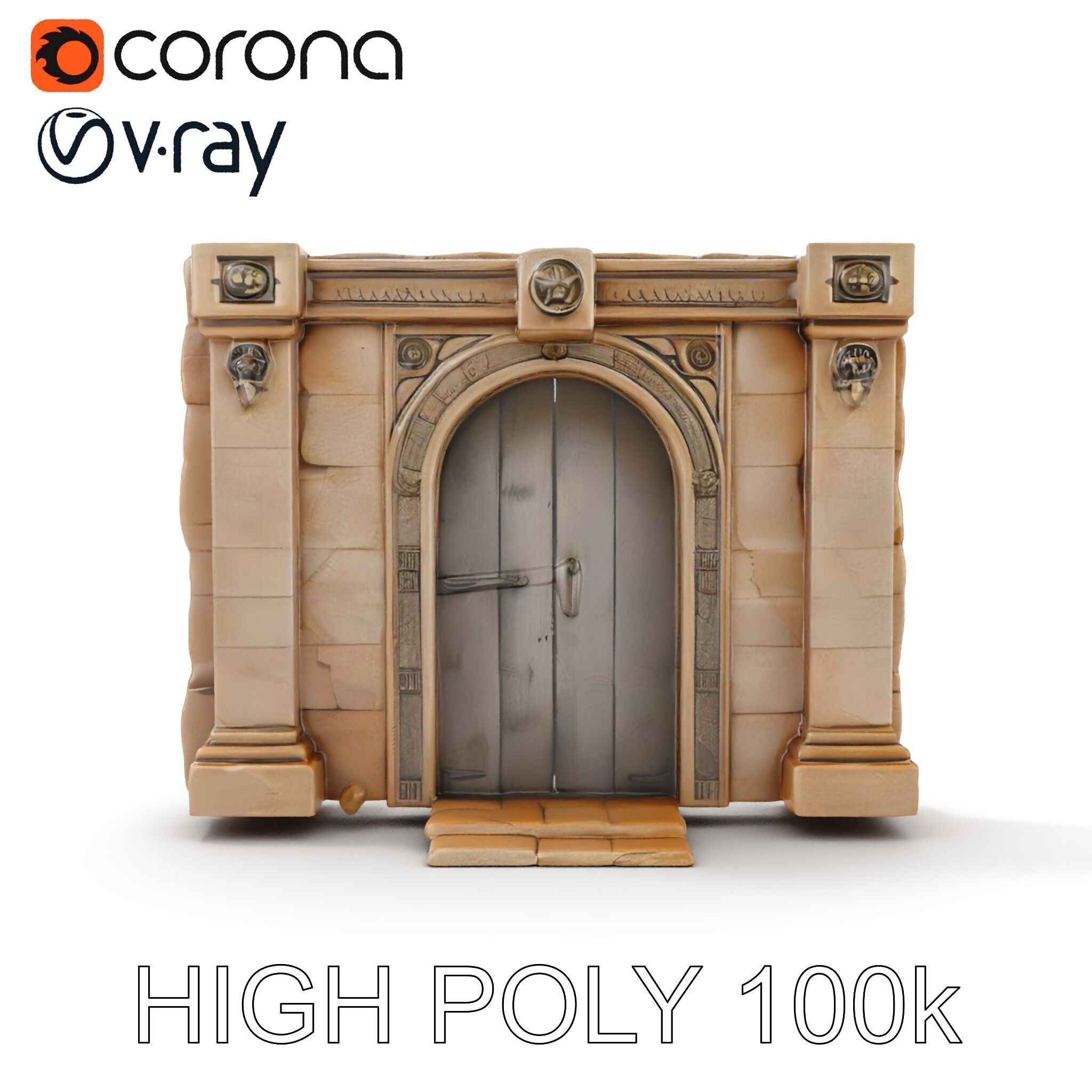 Medieval Stone Doorway Model Pack Low-poly 3D model_29