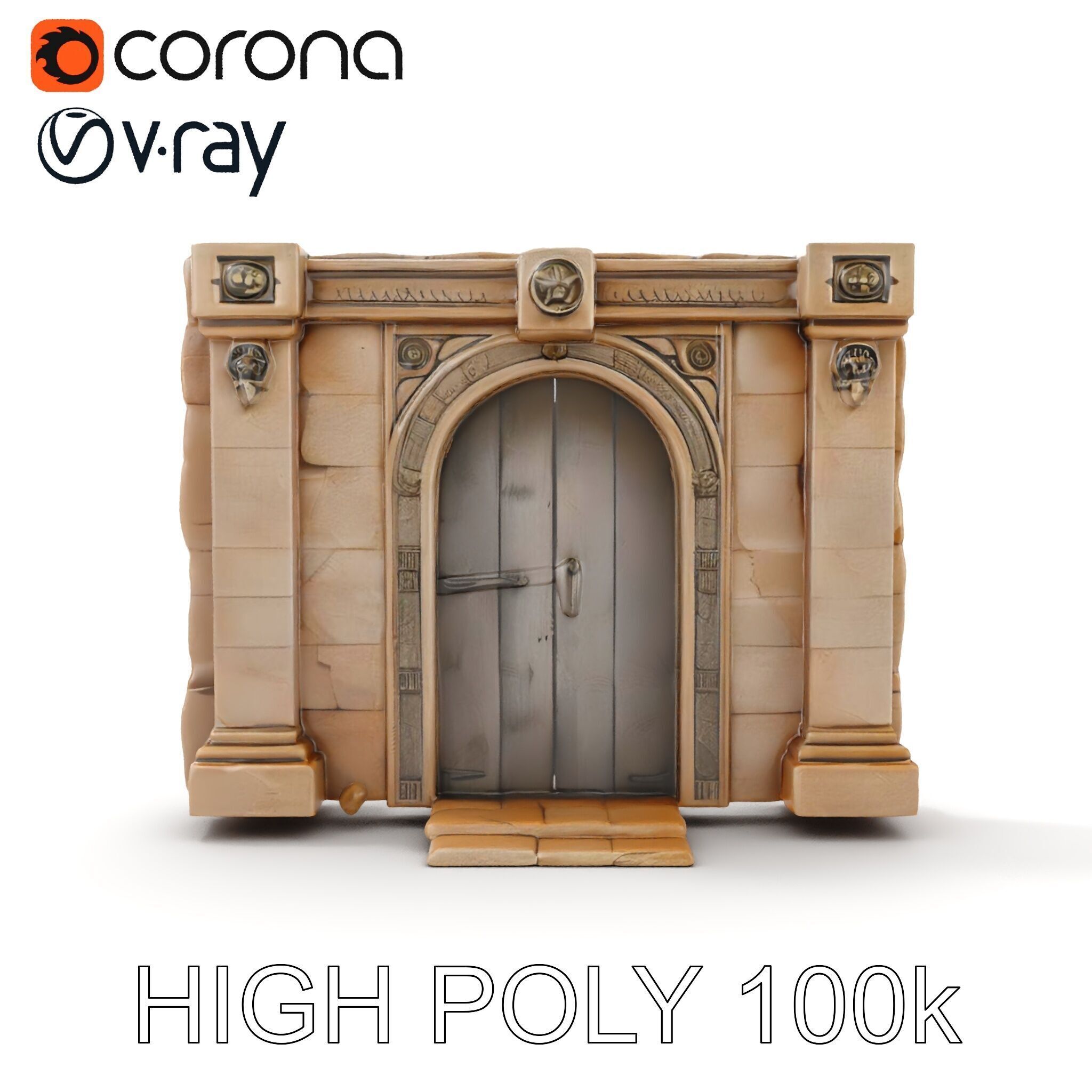 Medieval Stone Doorway Model Pack Low-poly 3D model_11