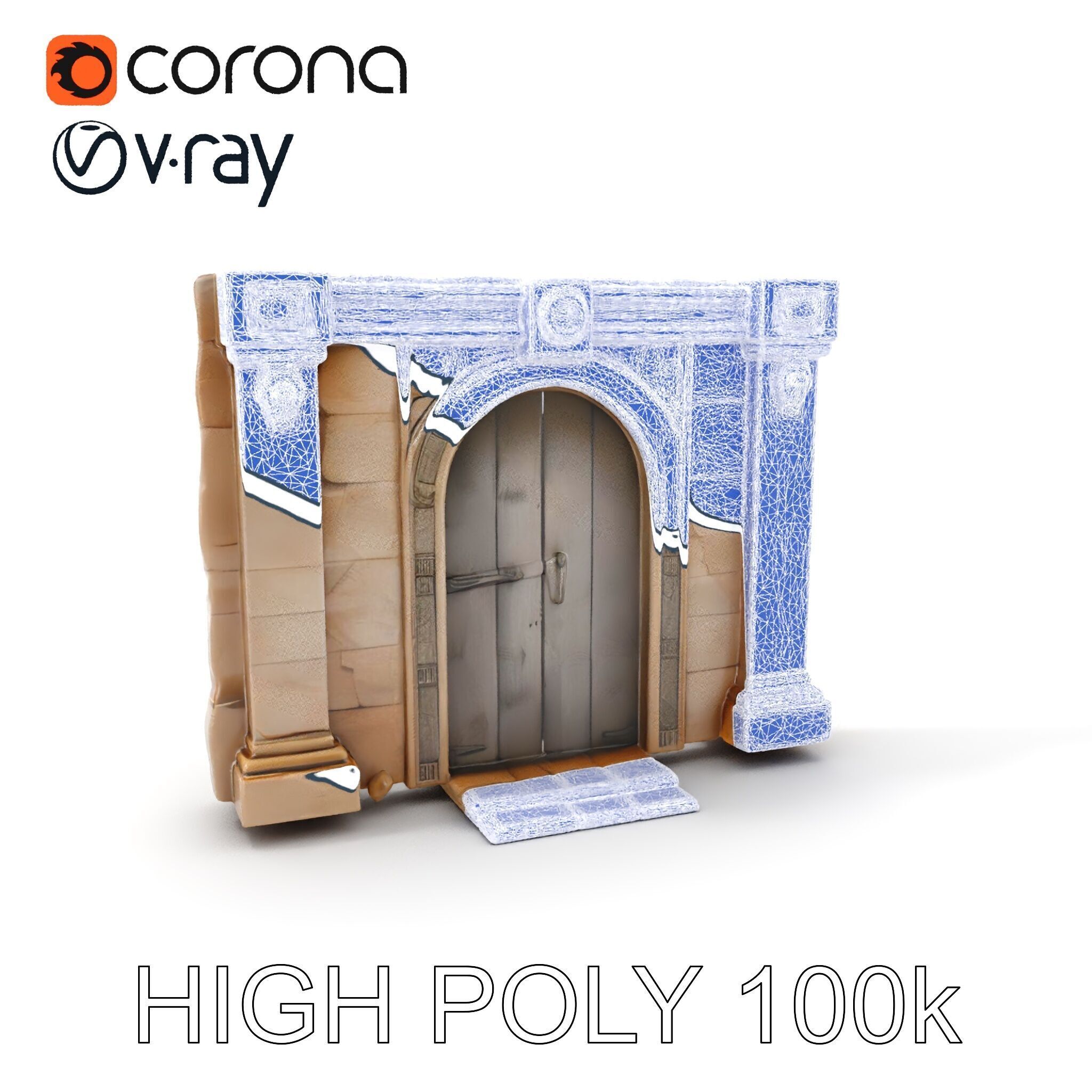 Medieval Stone Doorway Model Pack Low-poly 3D model_22