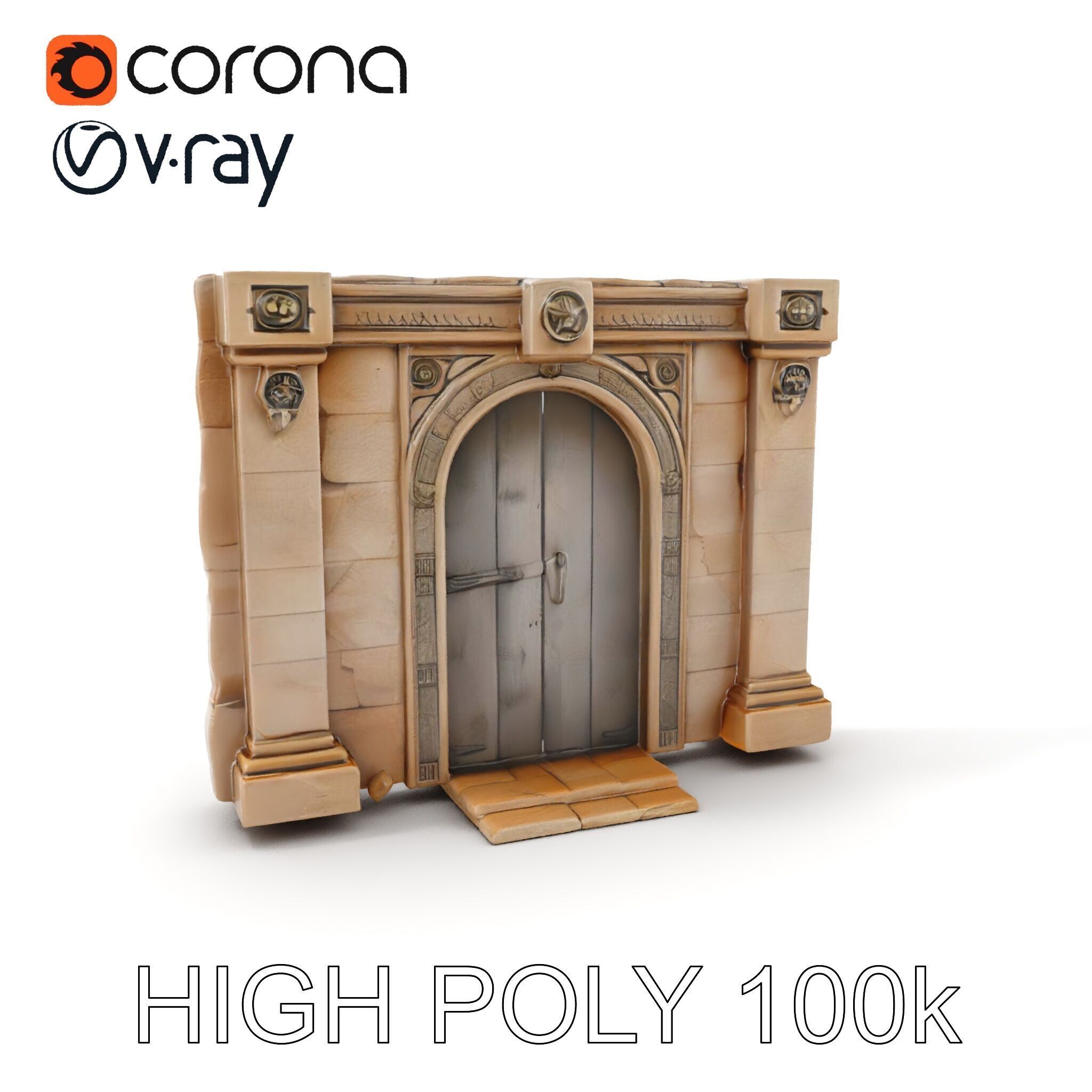 Medieval Stone Doorway Model Pack Low-poly 3D model_14