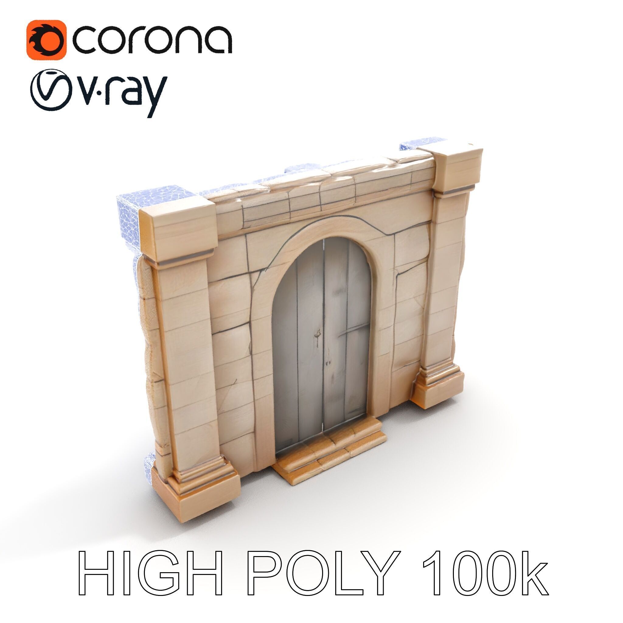 Medieval Stone Doorway Model Pack Low-poly 3D model_23