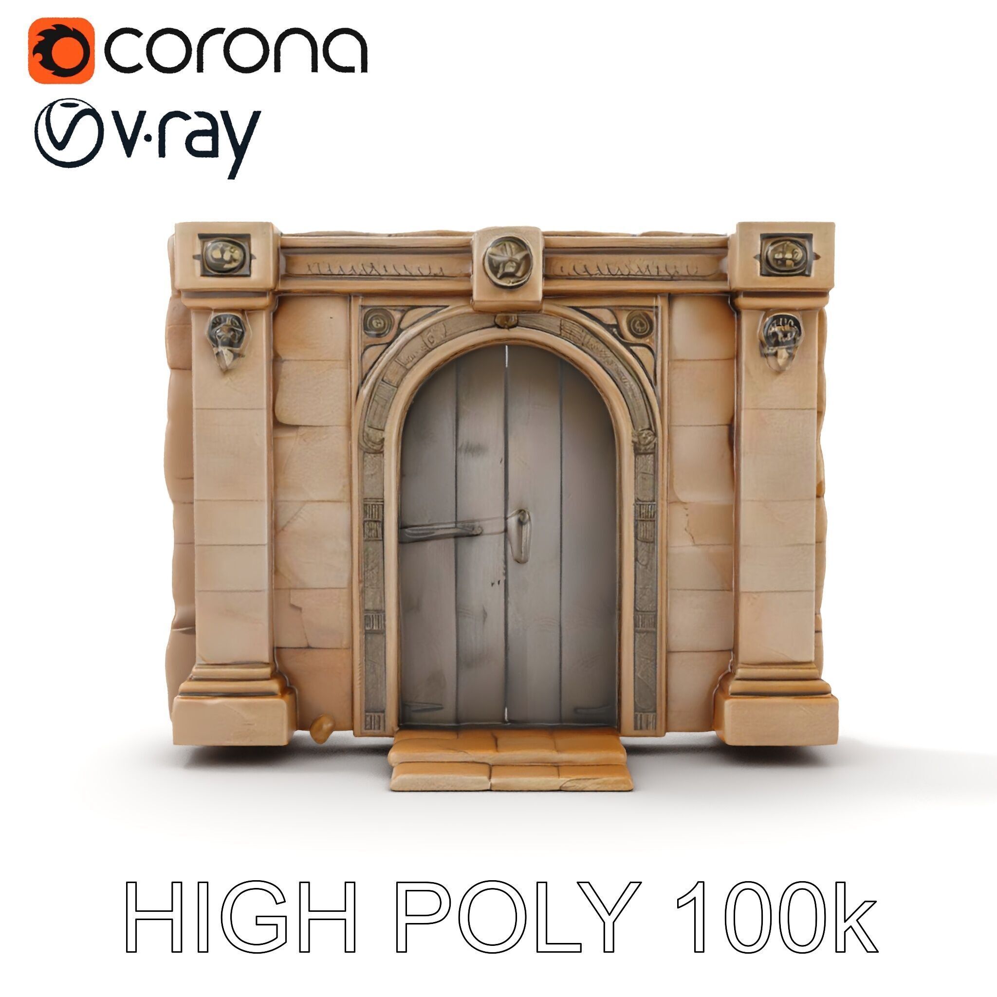 Medieval Stone Doorway Model Pack Low-poly 3D model_8