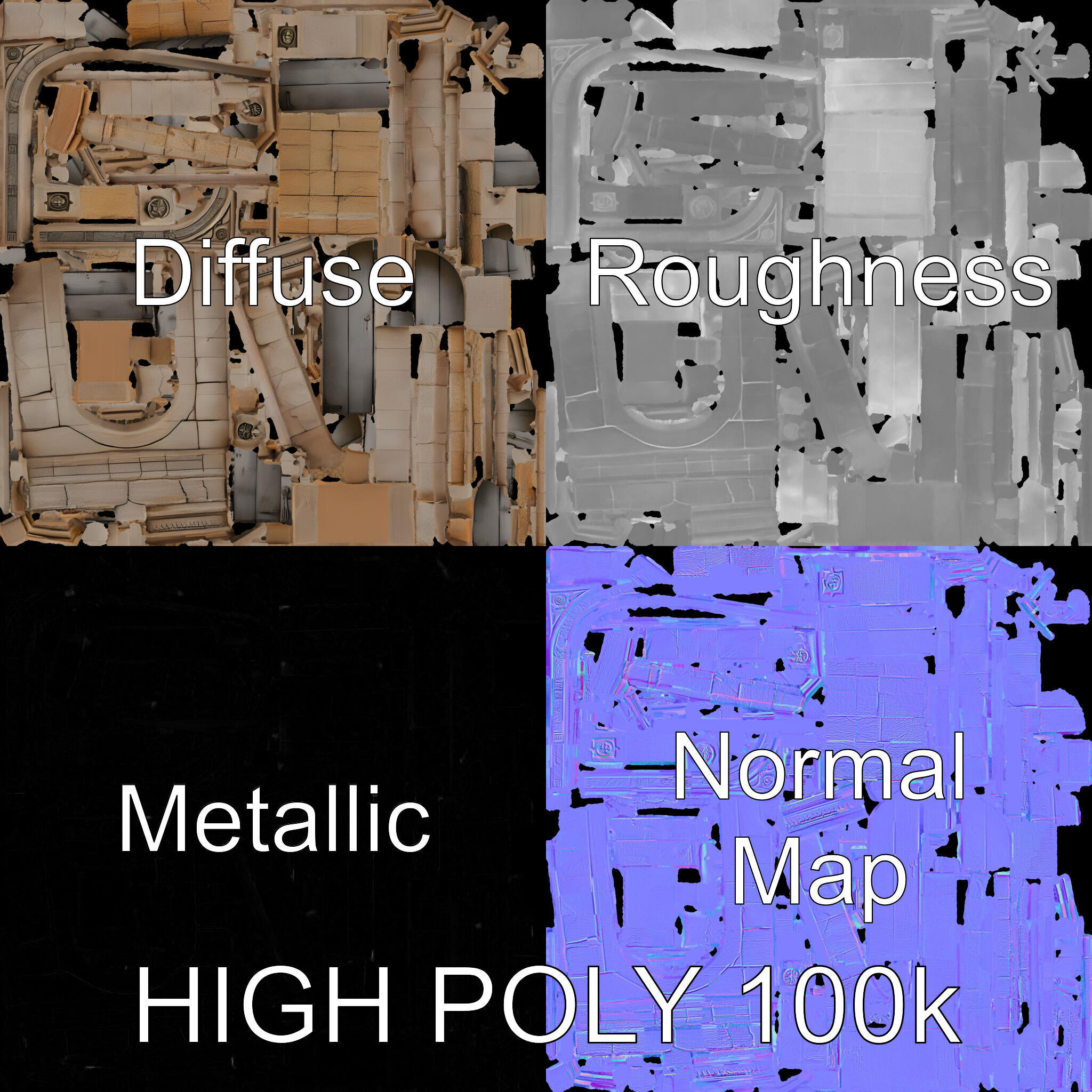 Medieval Stone Doorway Model Pack Low-poly 3D model_3