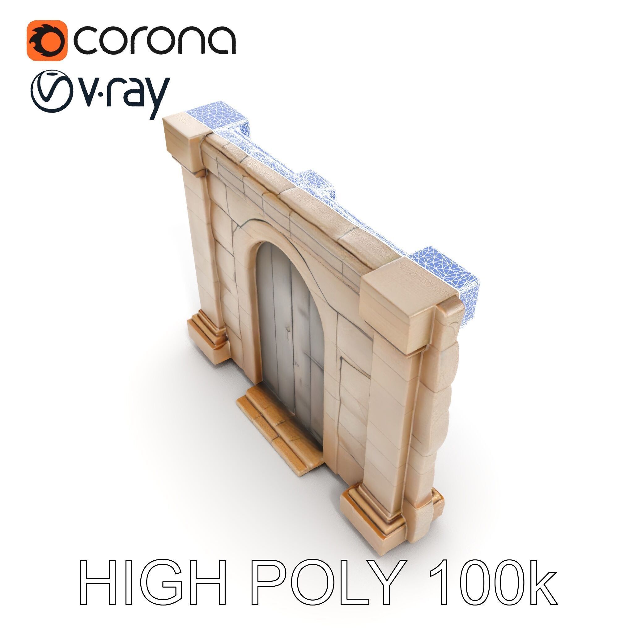 Medieval Stone Doorway Model Pack Low-poly 3D model_30