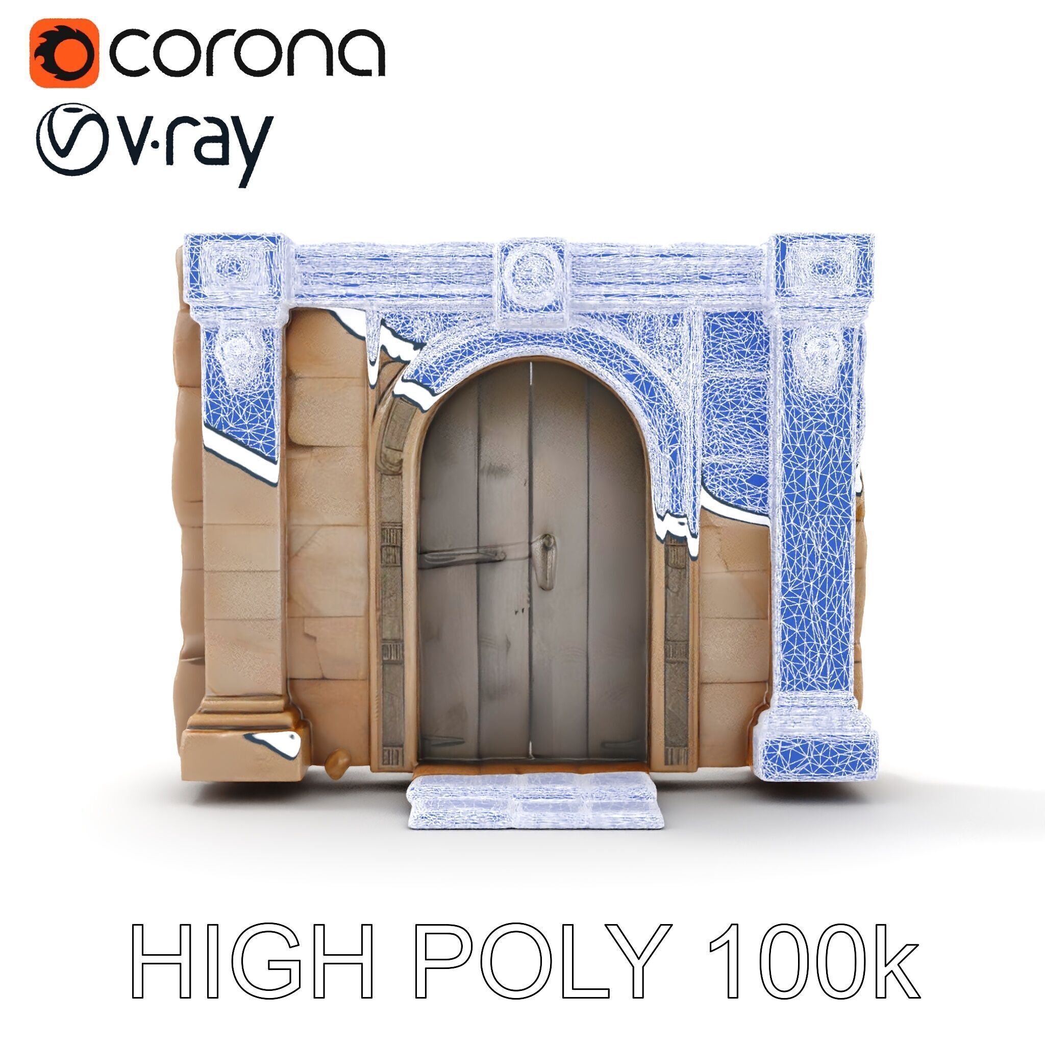 Medieval Stone Doorway Model Pack Low-poly 3D model_32