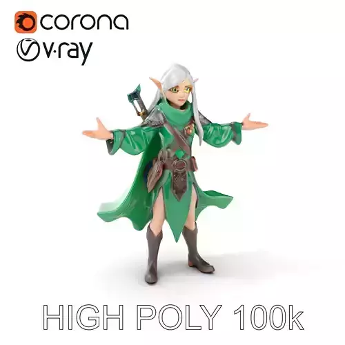 Elven Warrior Princess Rigged and Animated Character Model Low-poly 3D model