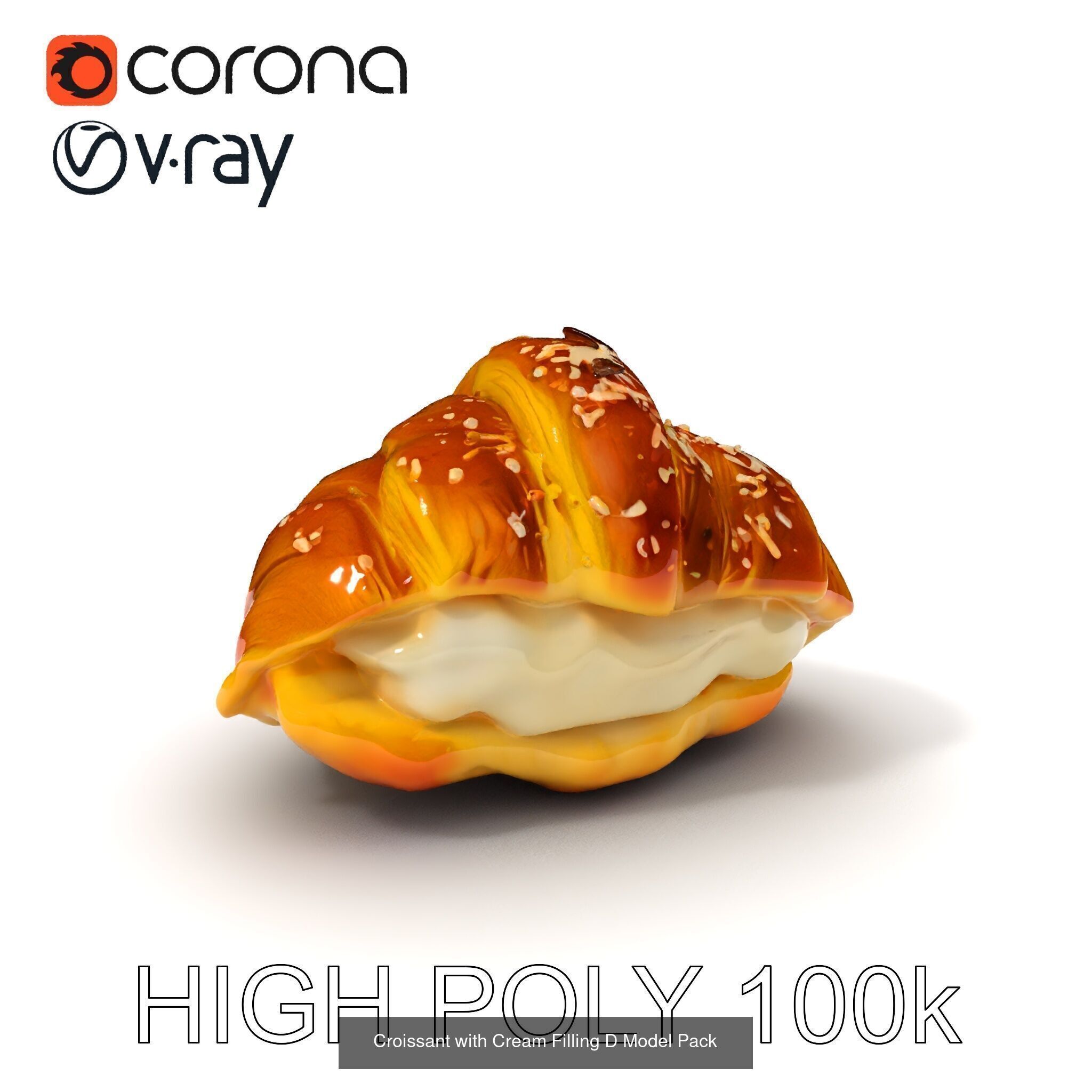 Realistic Croissant 3D Models Collection _18