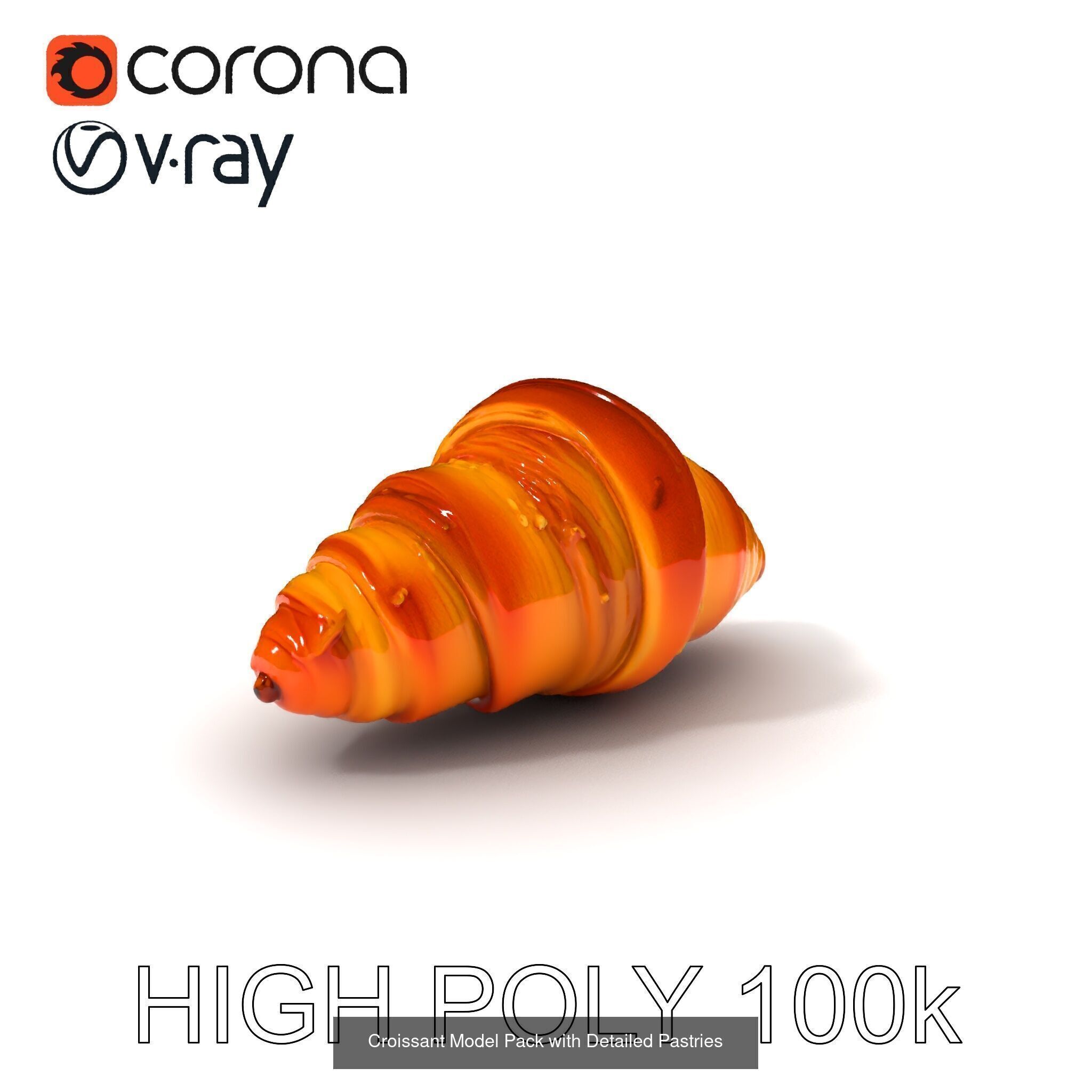 Realistic Croissant 3D Models Collection _23