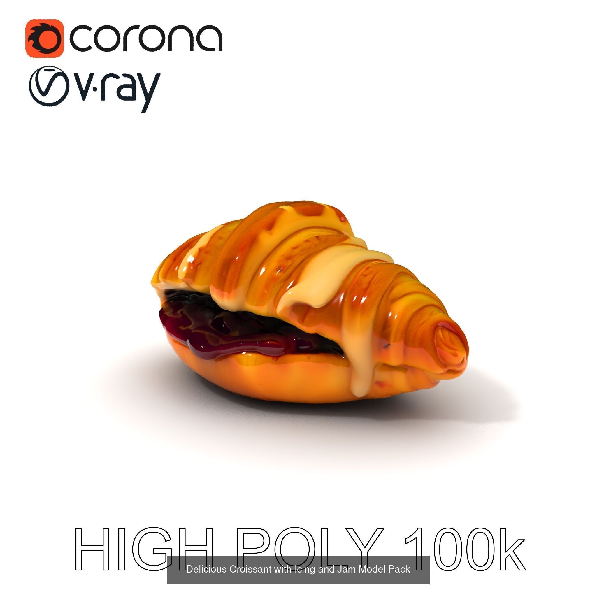 Realistic Croissant 3D Models Collection _24