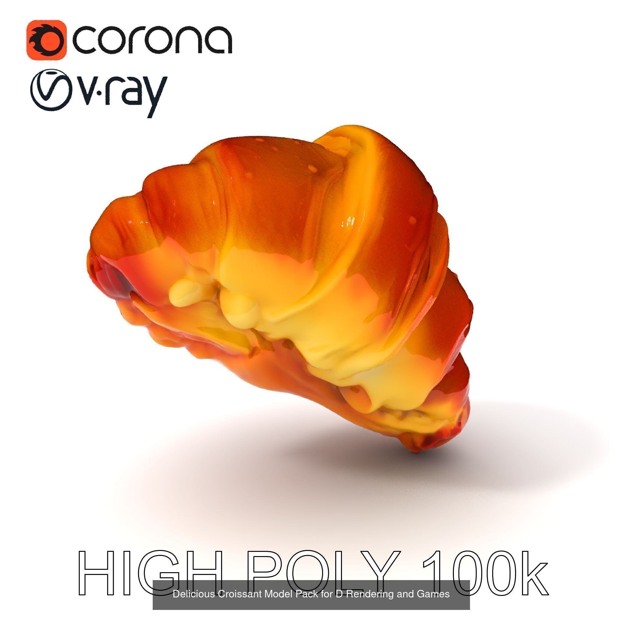 Realistic Croissant 3D Models Collection _16