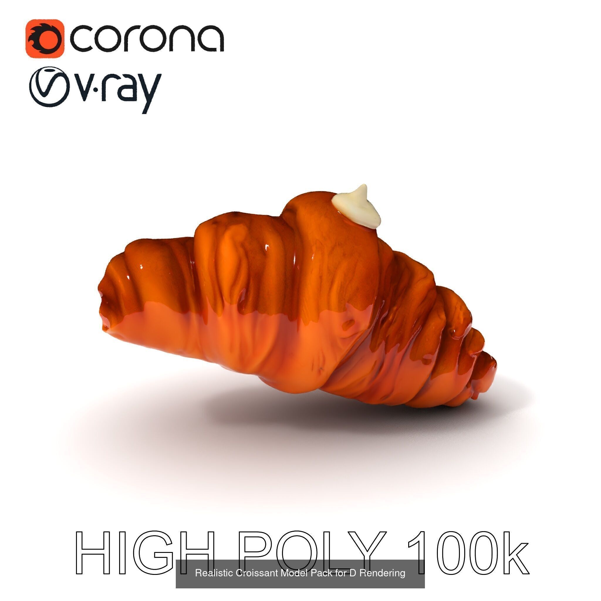 Realistic Croissant 3D Models Collection _19