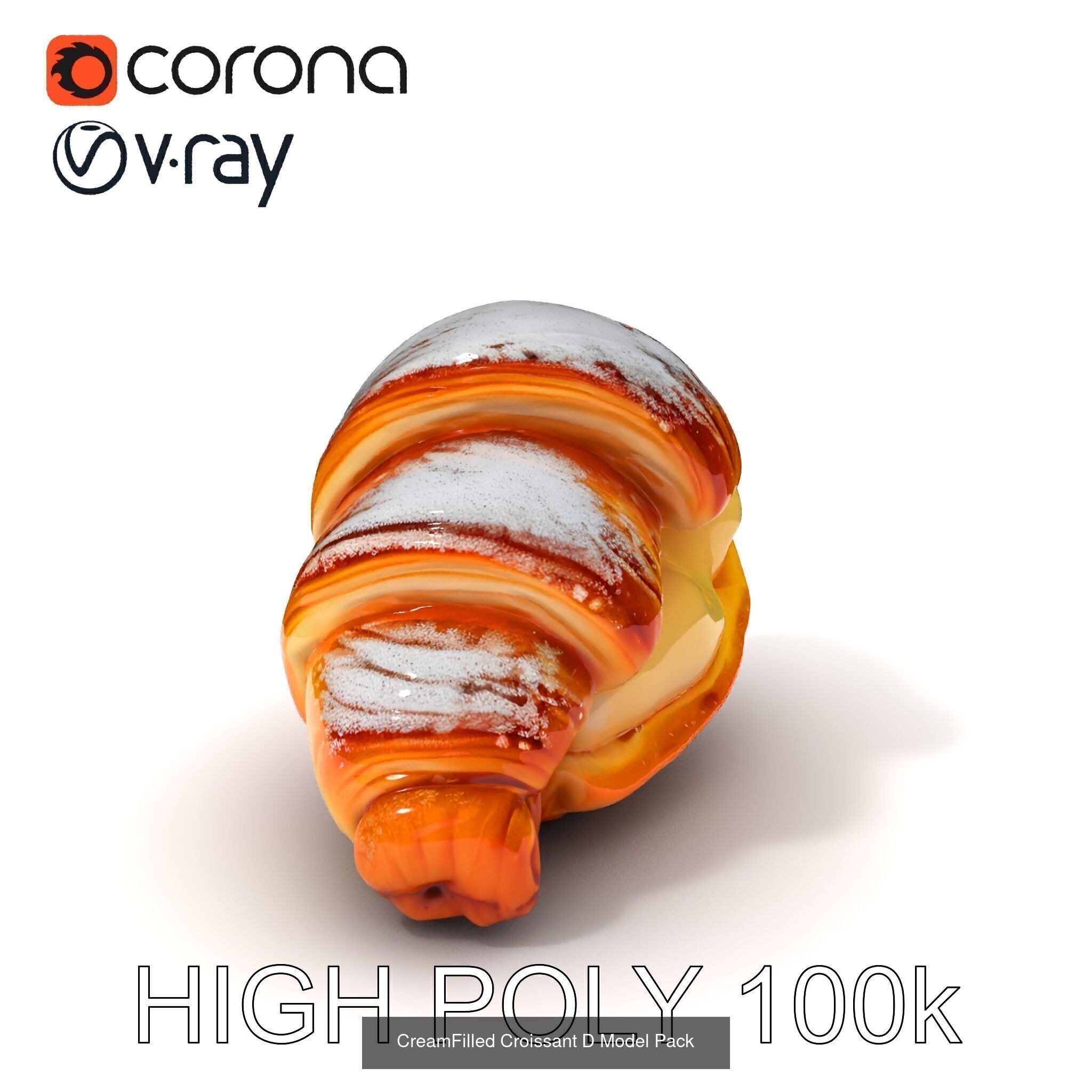 Realistic Croissant 3D Models Collection _25