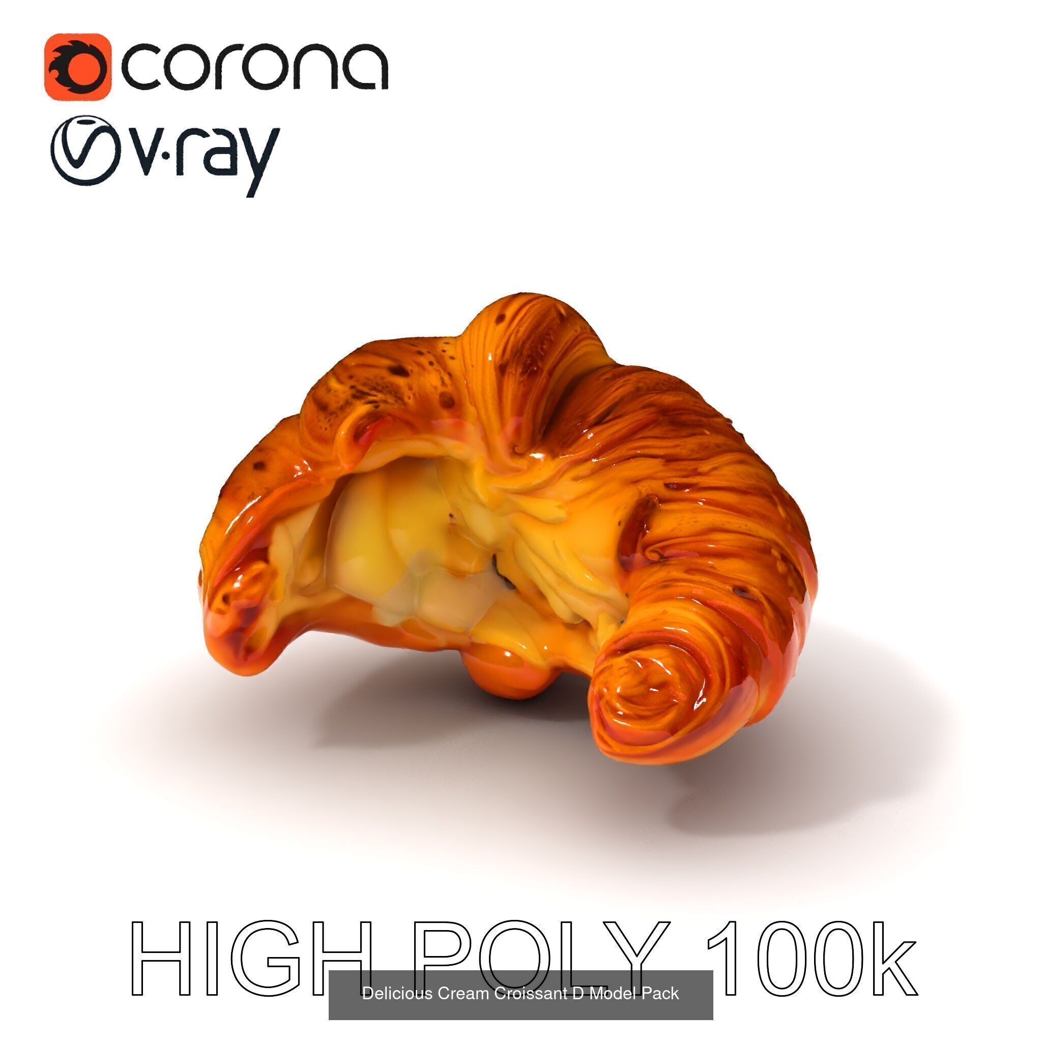 Realistic Croissant 3D Models Collection _15