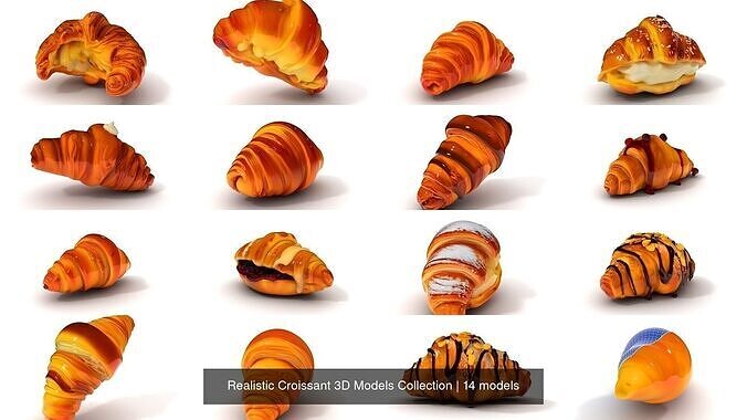 Realistic Croissant 3D Models Collection 