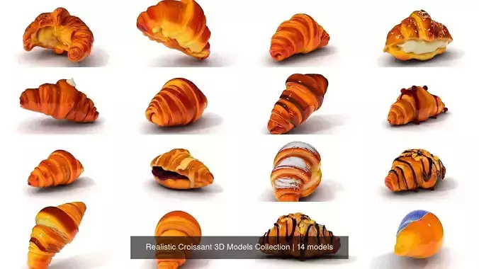 Realistic Croissant 3D Models Collection 