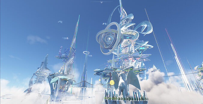Mega Future Utopia City Low-poly 3D model