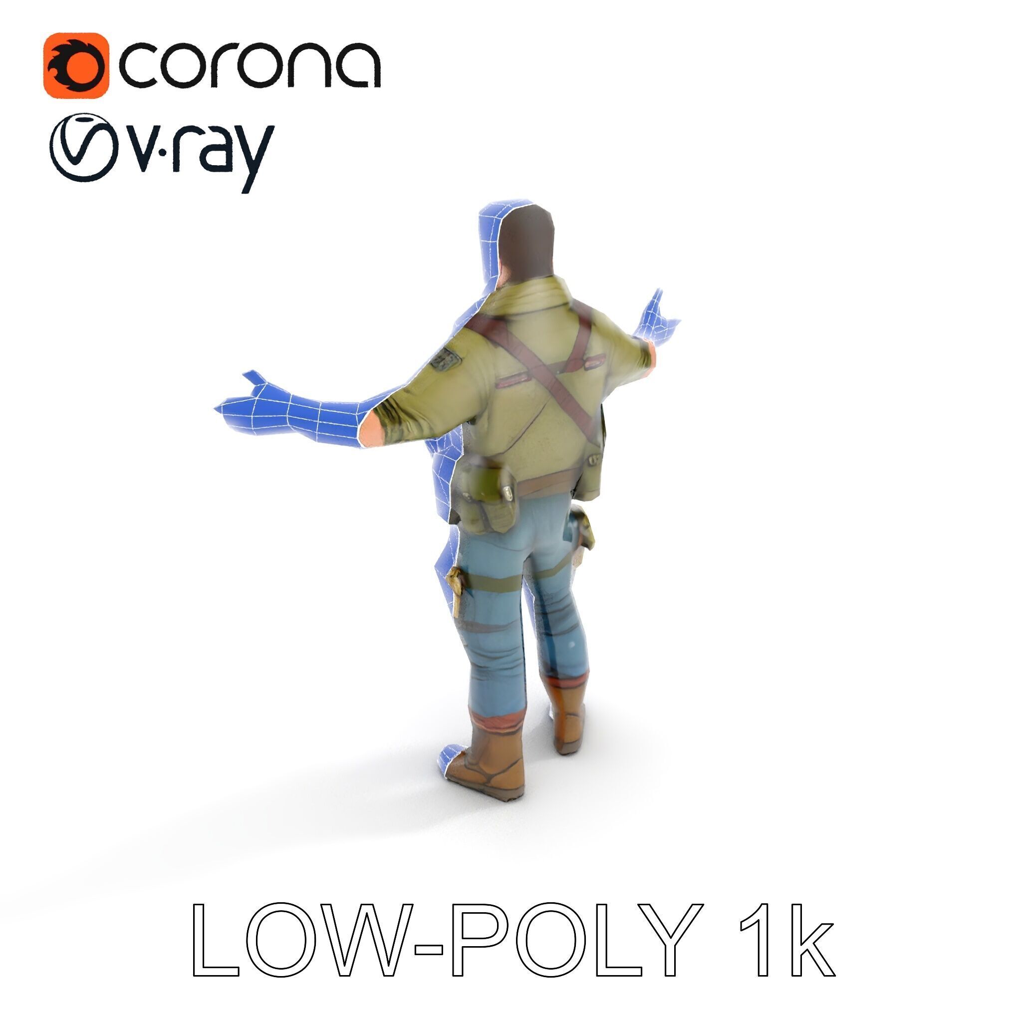 Military Tactical Soldier Rigged and Animated D Model Low-poly 3D model_26