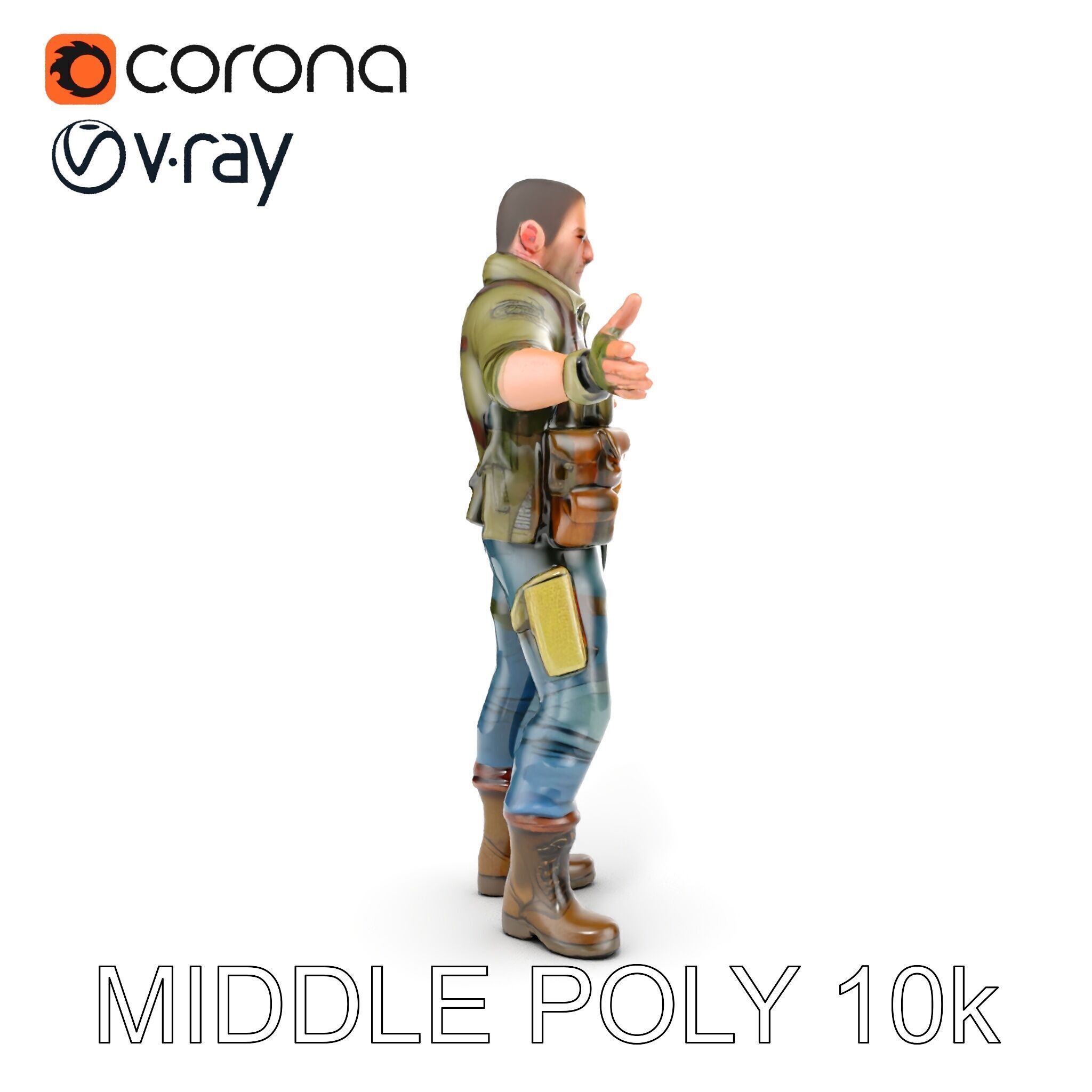 Military Tactical Soldier Rigged and Animated D Model Low-poly 3D model_22
