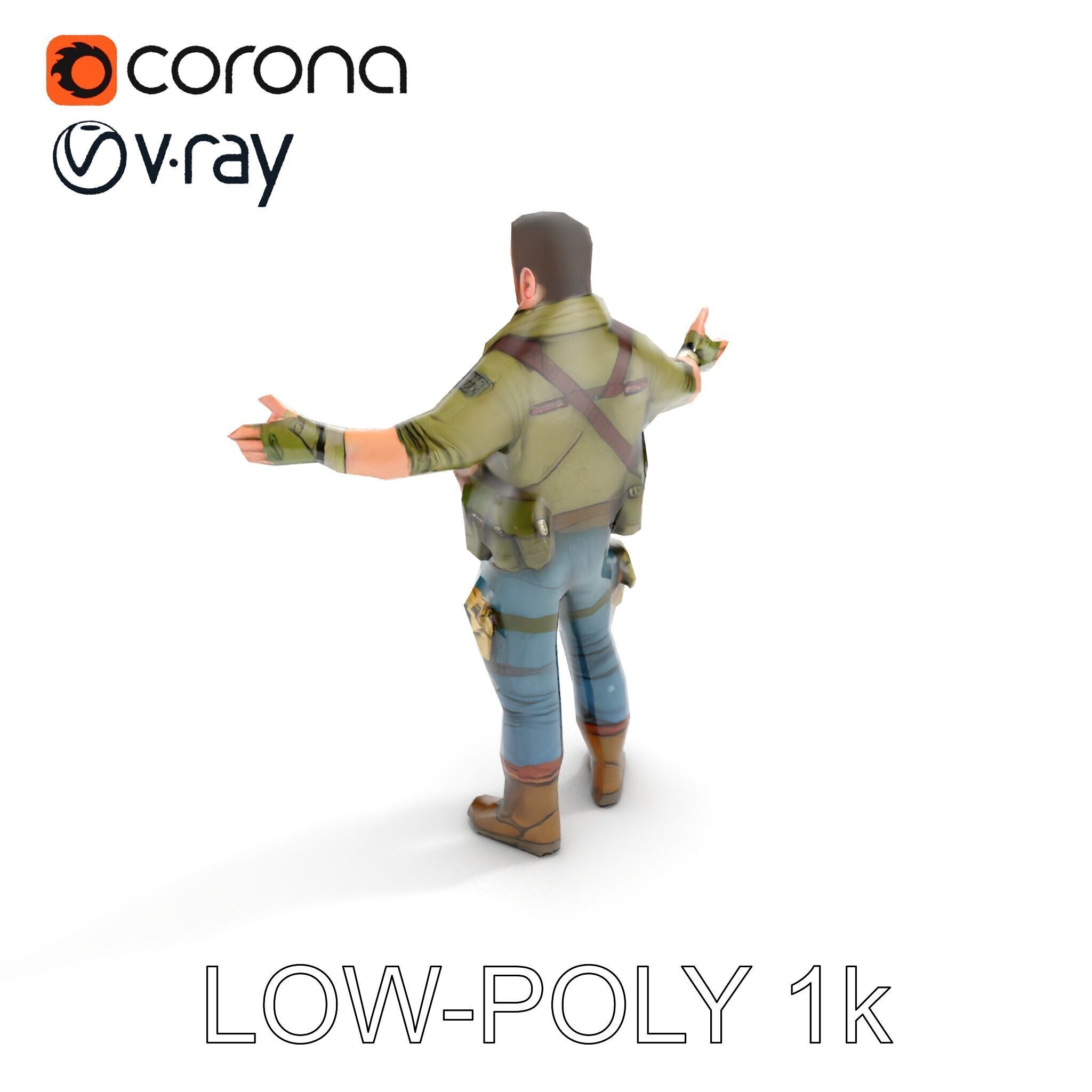 Military Tactical Soldier Rigged and Animated D Model Low-poly 3D model_8