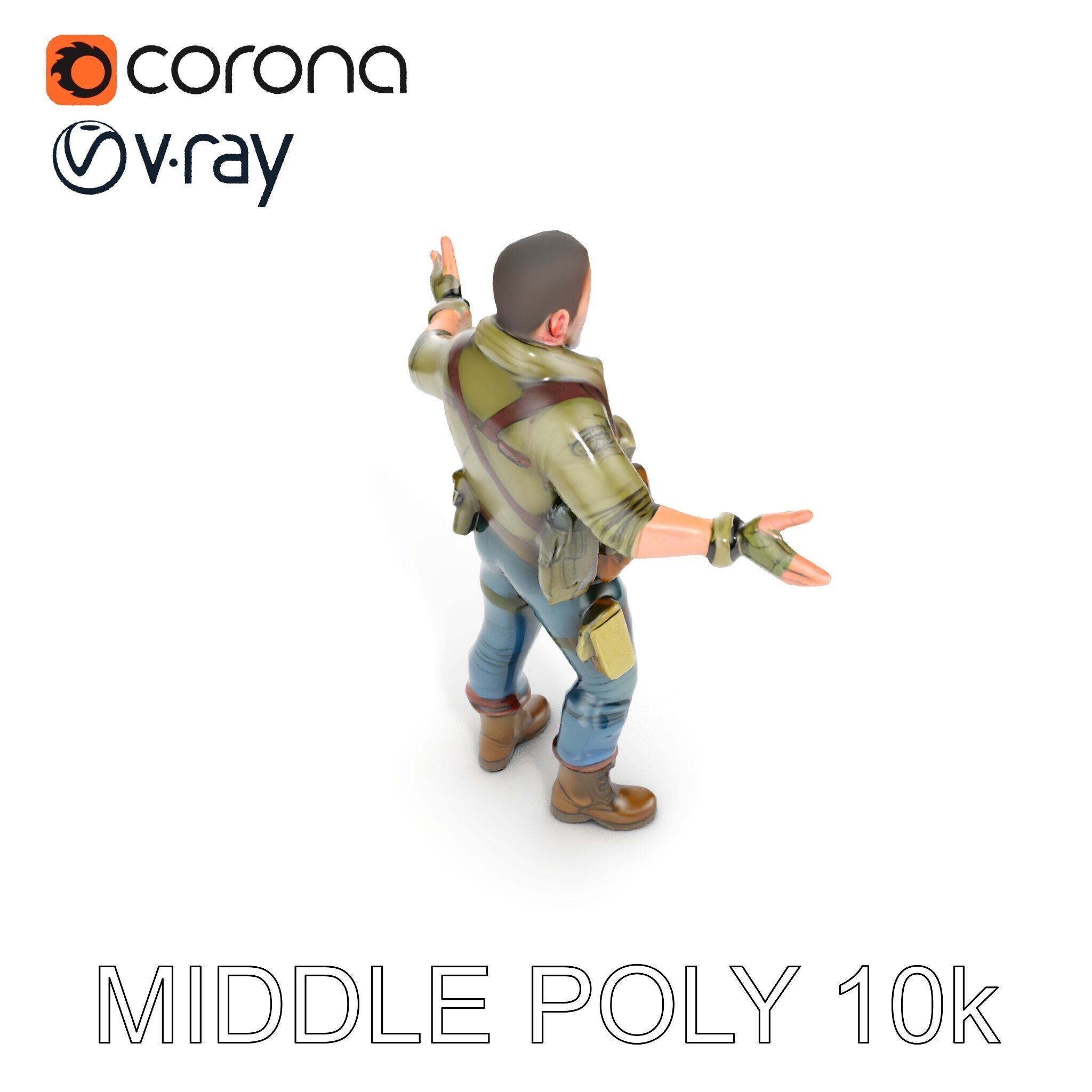 Military Tactical Soldier Rigged and Animated D Model Low-poly 3D model_19