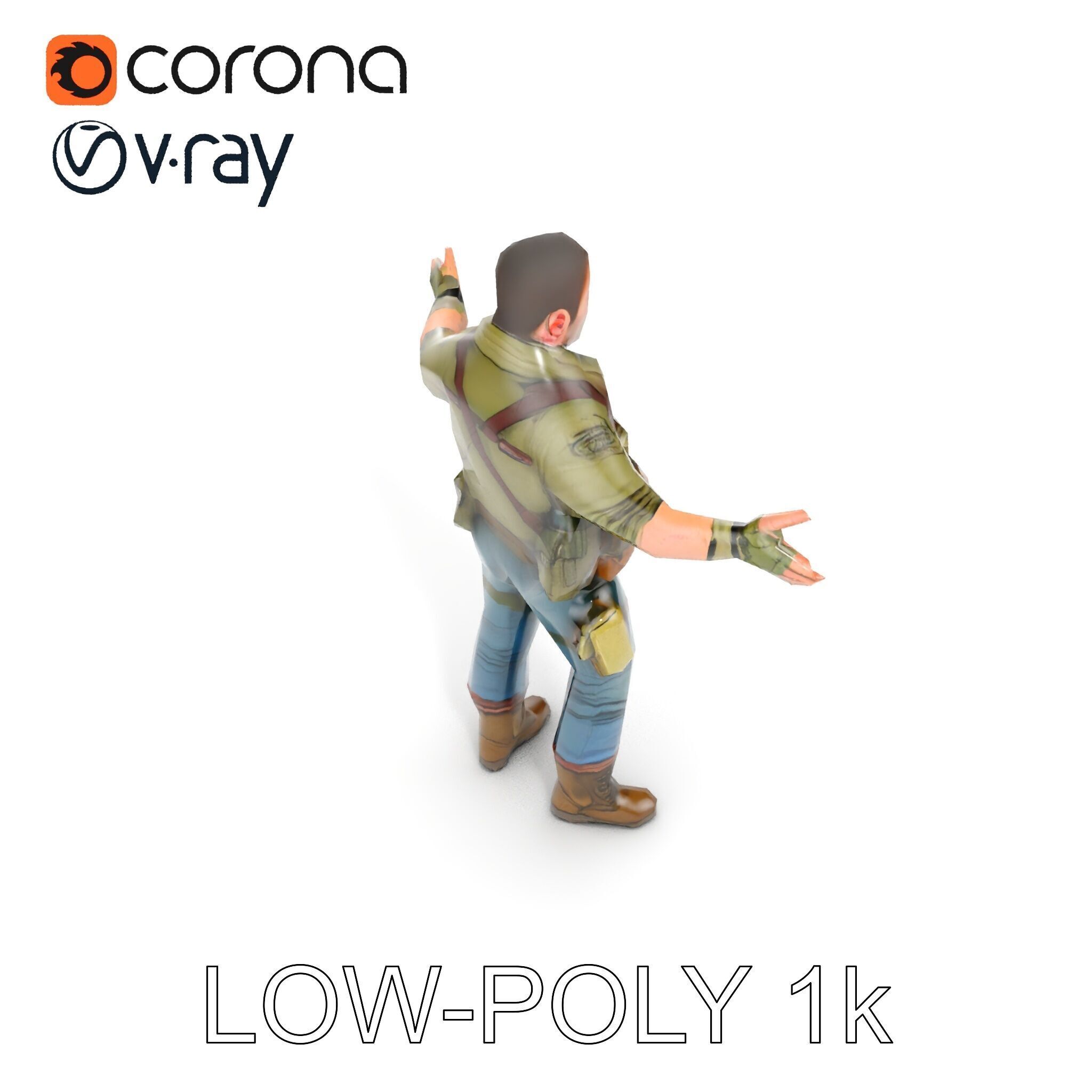 Military Tactical Soldier Rigged and Animated D Model Low-poly 3D model_15