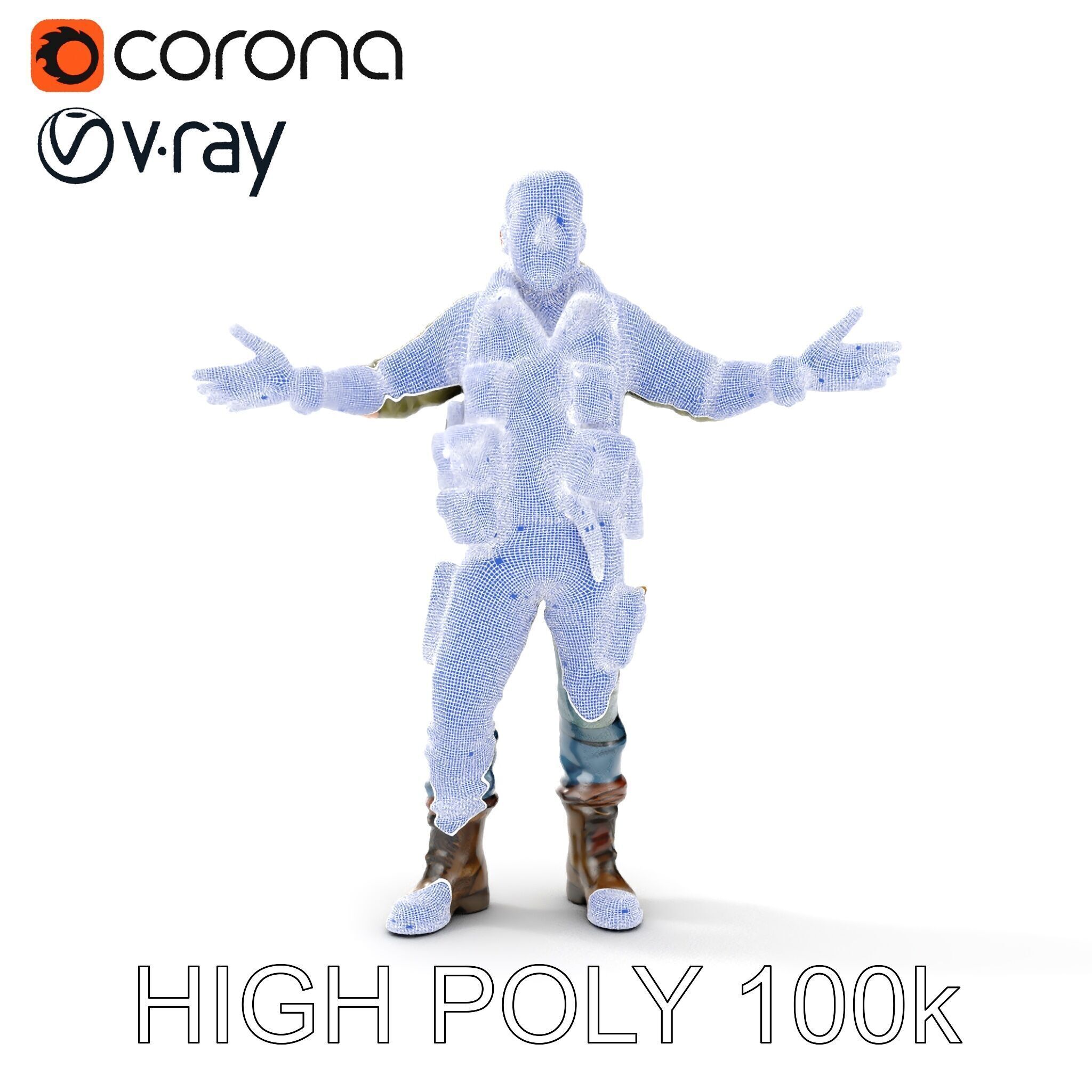 Military Tactical Soldier Rigged and Animated D Model Low-poly 3D model_33