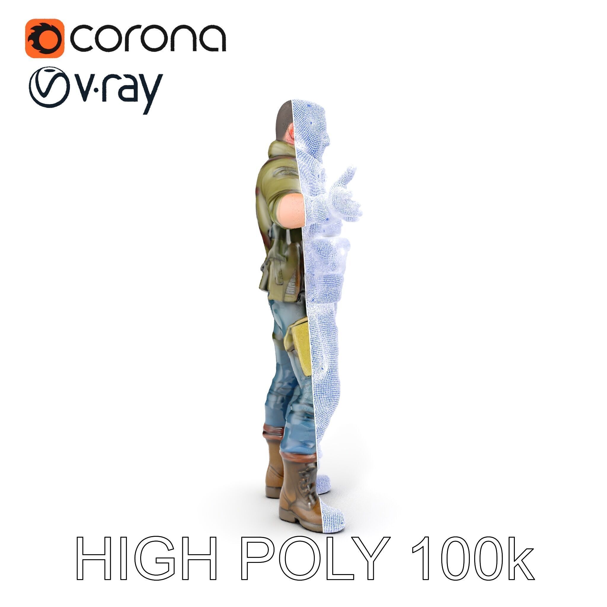 Military Tactical Soldier Rigged and Animated D Model Low-poly 3D model_36
