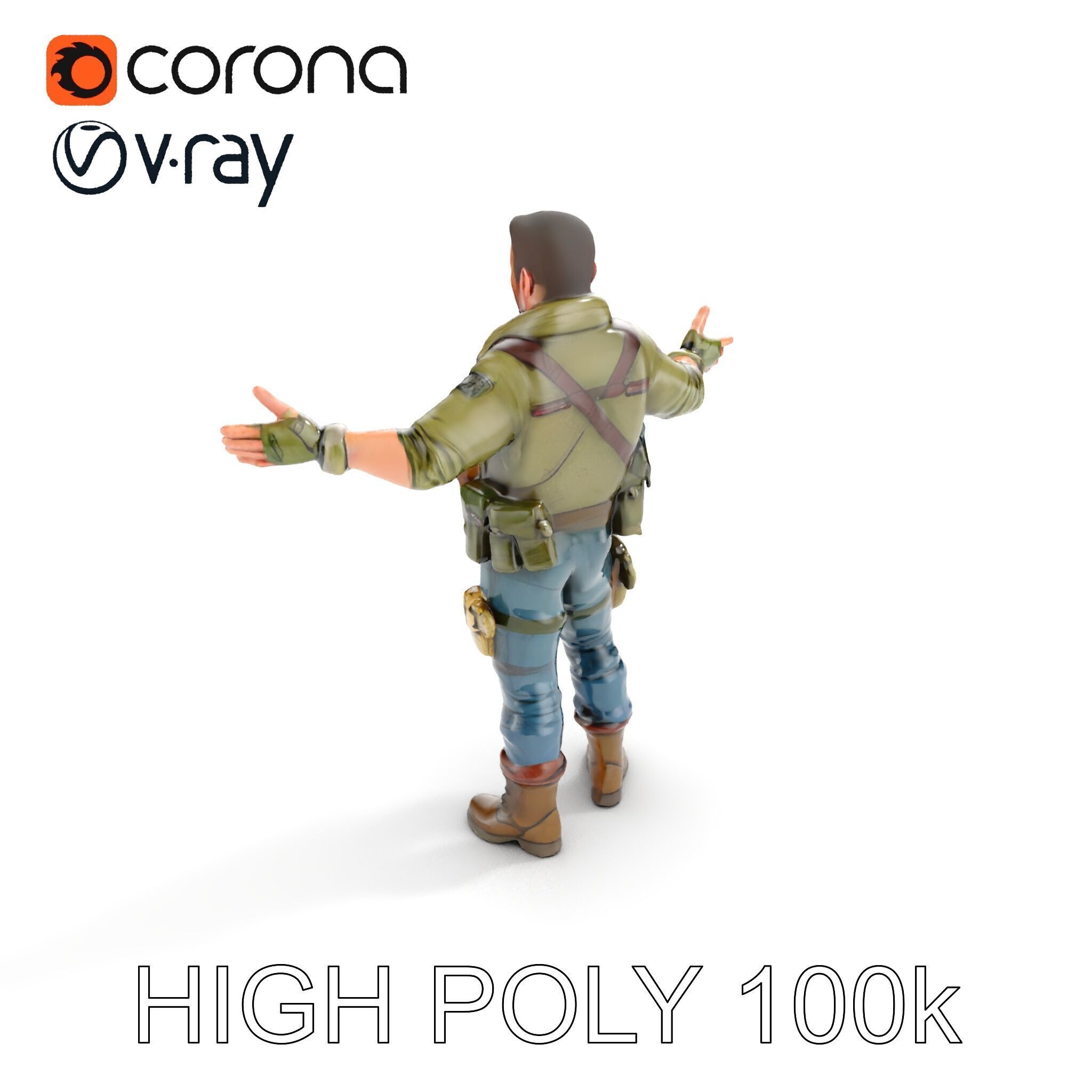 Military Tactical Soldier Rigged and Animated D Model Low-poly 3D model_27