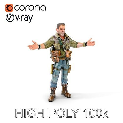 Military Tactical Soldier Rigged and Animated D Model Low-poly 3D model