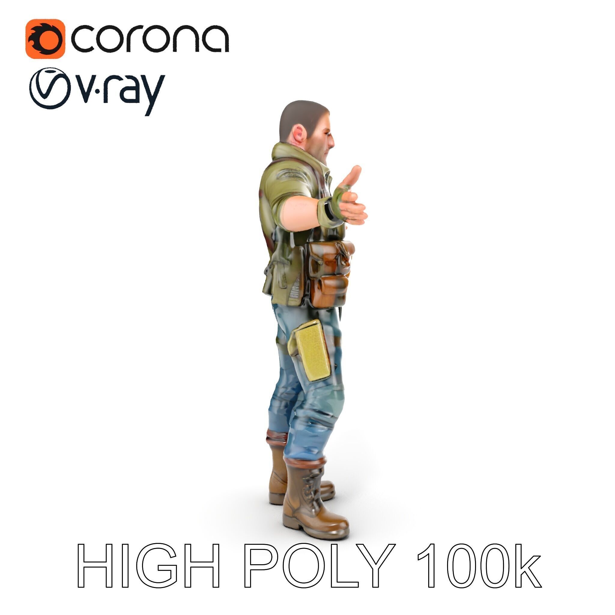 Military Tactical Soldier Rigged and Animated D Model Low-poly 3D model_18