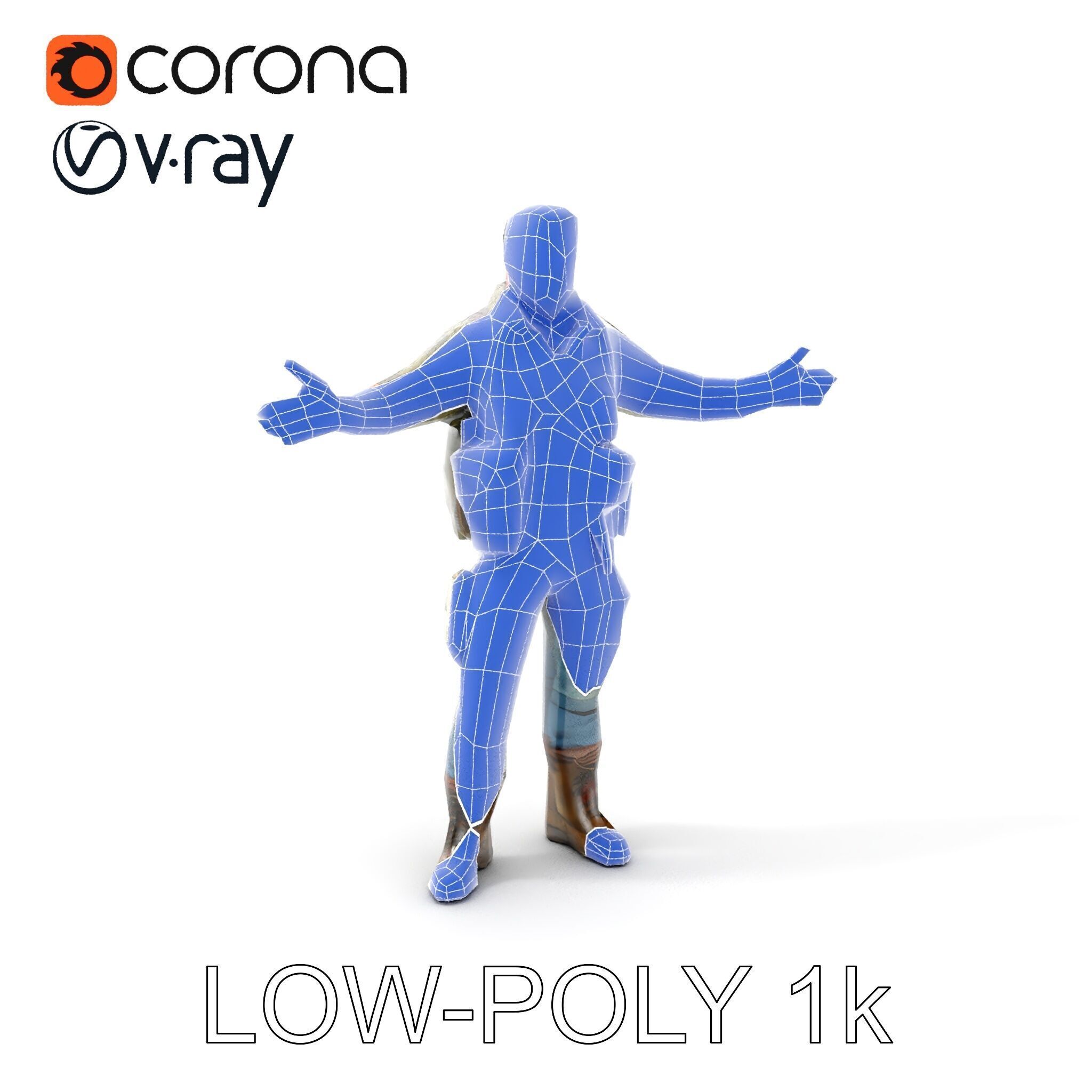 Military Tactical Soldier Rigged and Animated D Model Low-poly 3D model_10