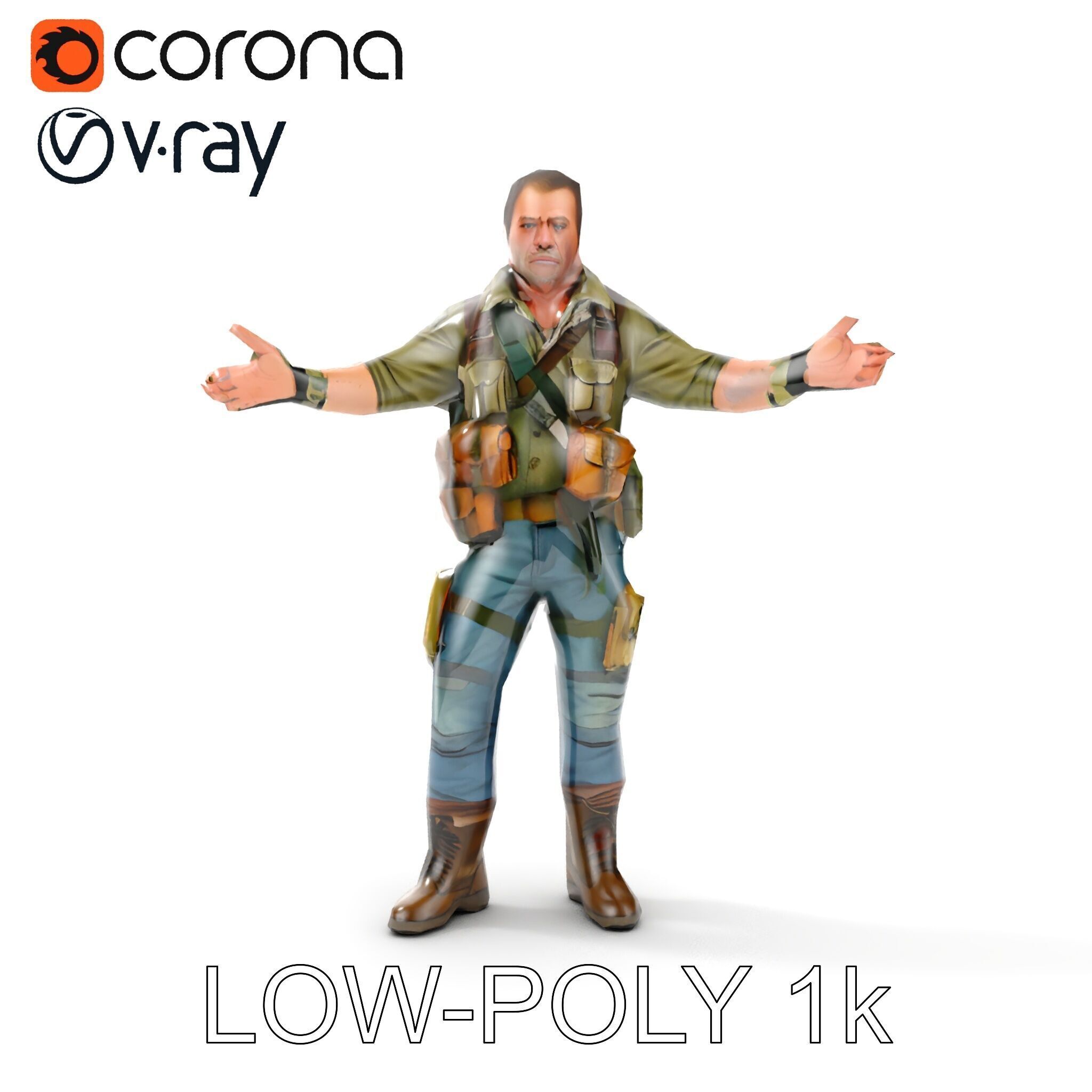 Military Tactical Soldier Rigged and Animated D Model Low-poly 3D model_17