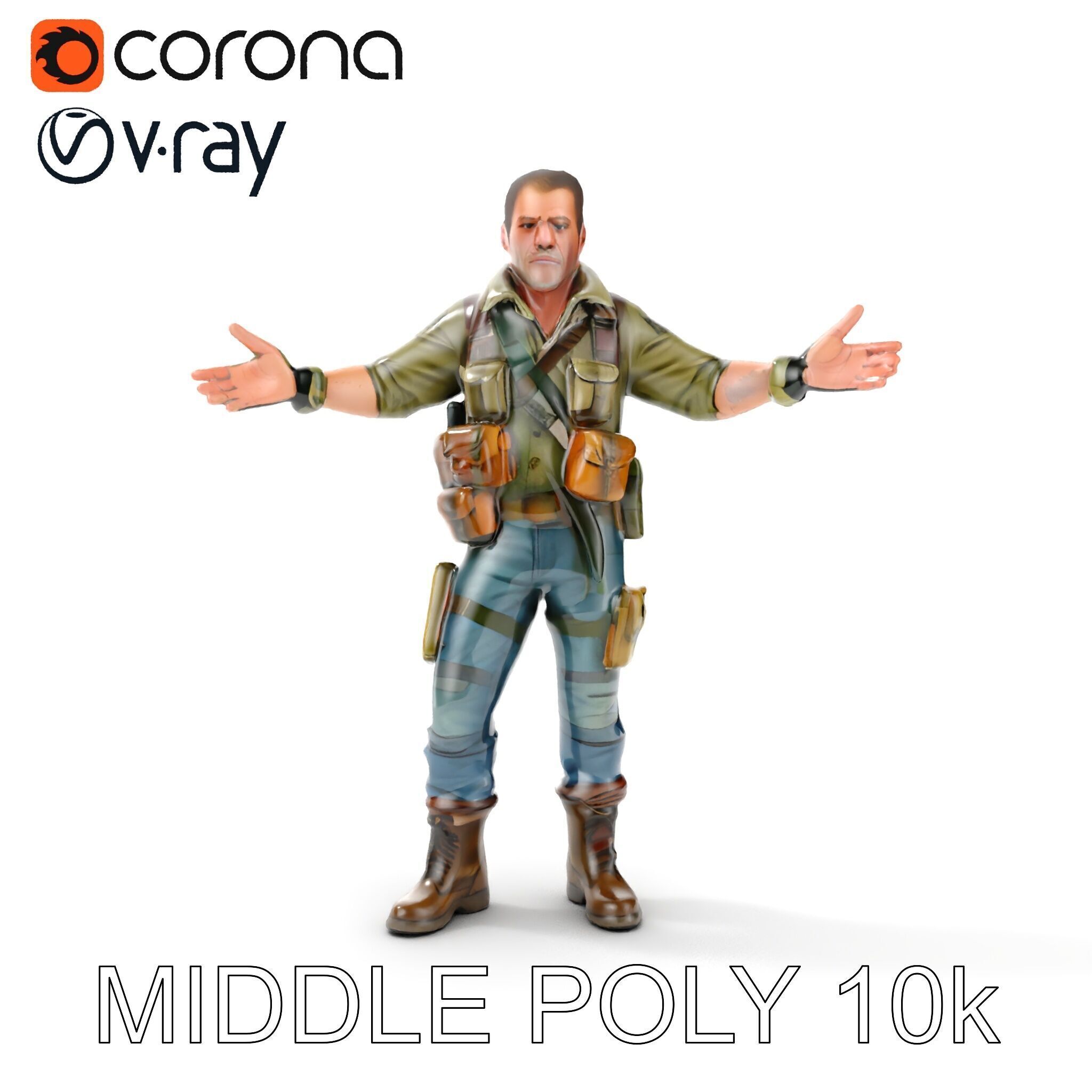 Military Tactical Soldier Rigged and Animated D Model Low-poly 3D model_16