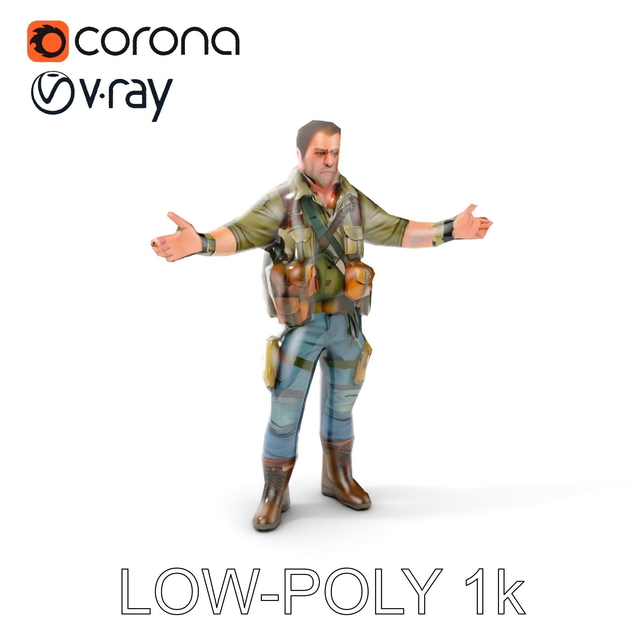 Military Tactical Soldier Rigged and Animated D Model Low-poly 3D model_20
