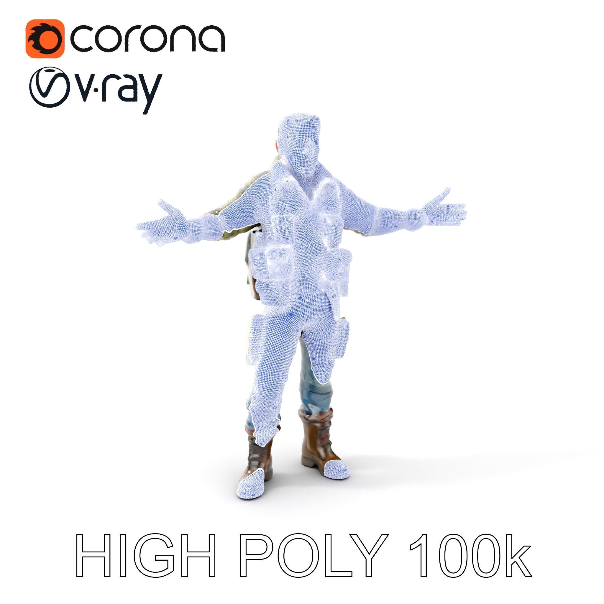 Military Tactical Soldier Rigged and Animated D Model Low-poly 3D model_5