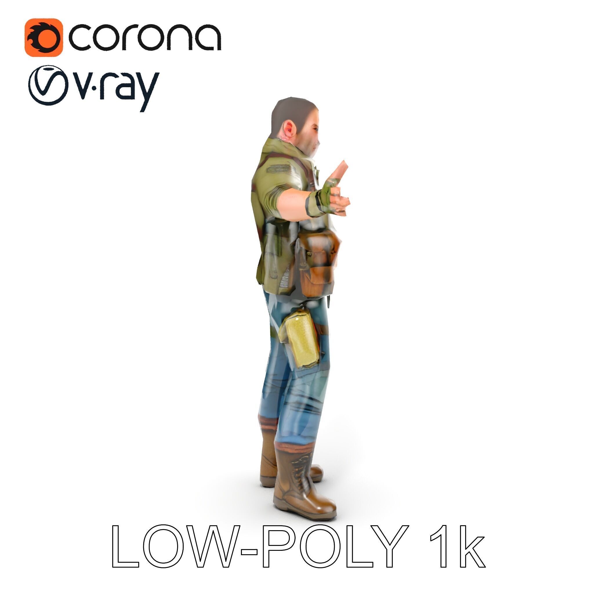 Military Tactical Soldier Rigged and Animated D Model Low-poly 3D model_32