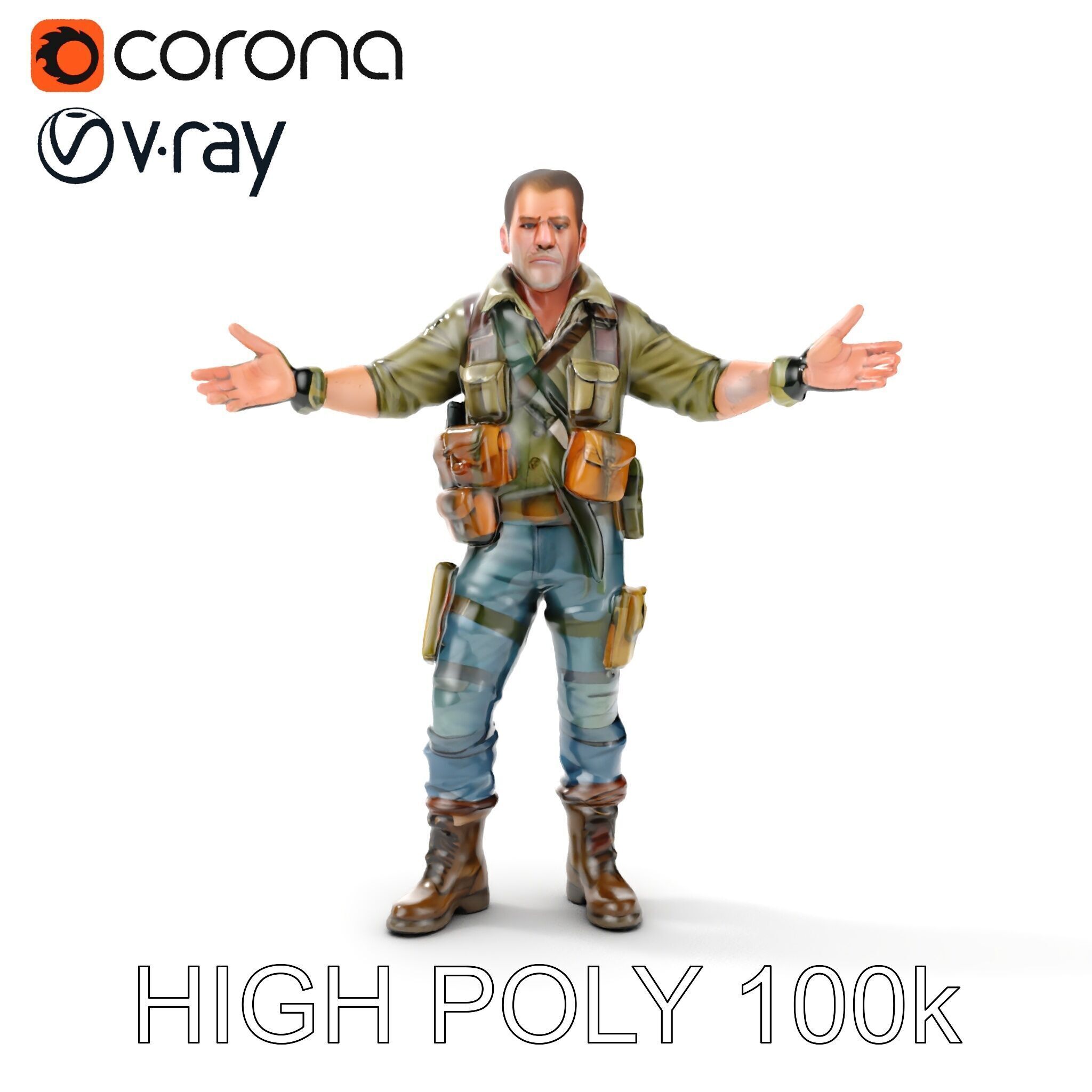 Military Tactical Soldier Rigged and Animated D Model Low-poly 3D model_30