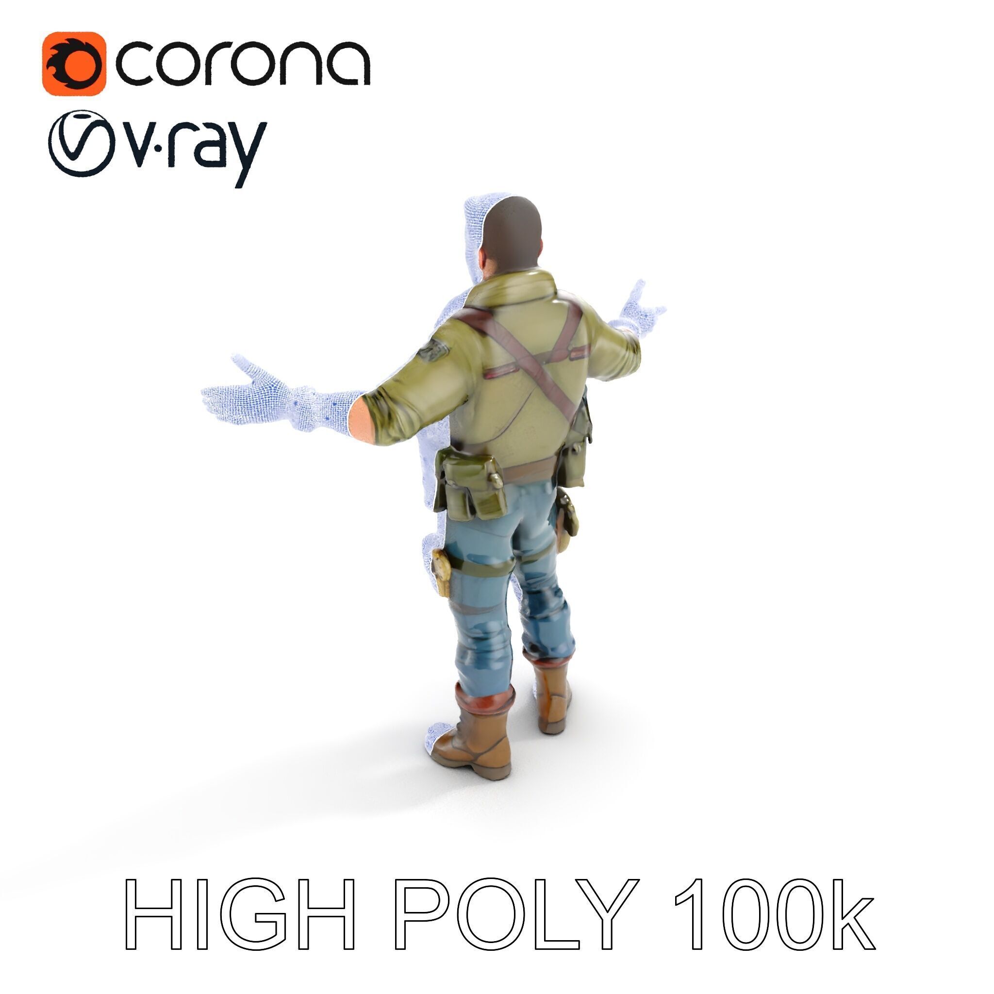 Military Tactical Soldier Rigged and Animated D Model Low-poly 3D model_21