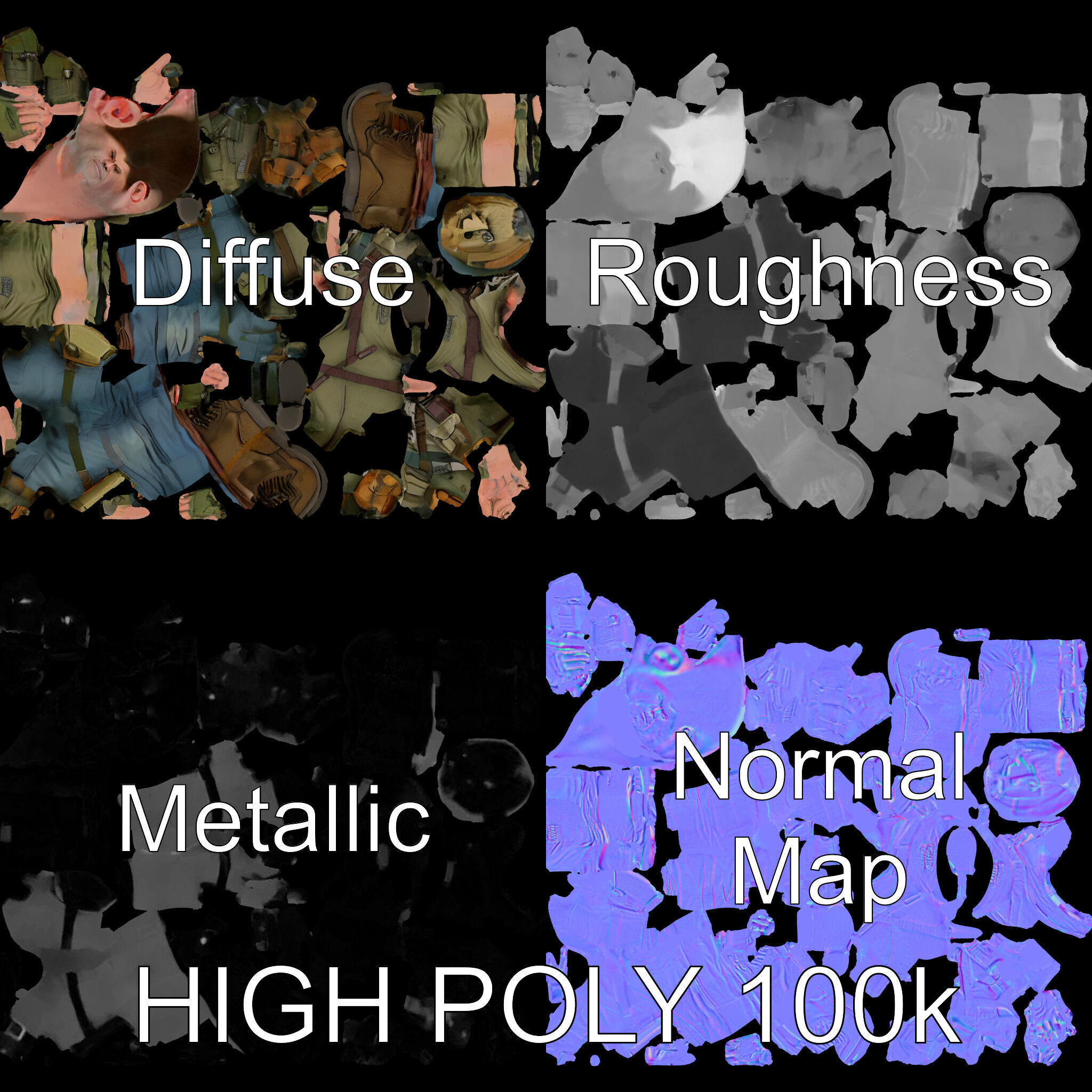 Military Tactical Soldier Rigged and Animated D Model Low-poly 3D model_4