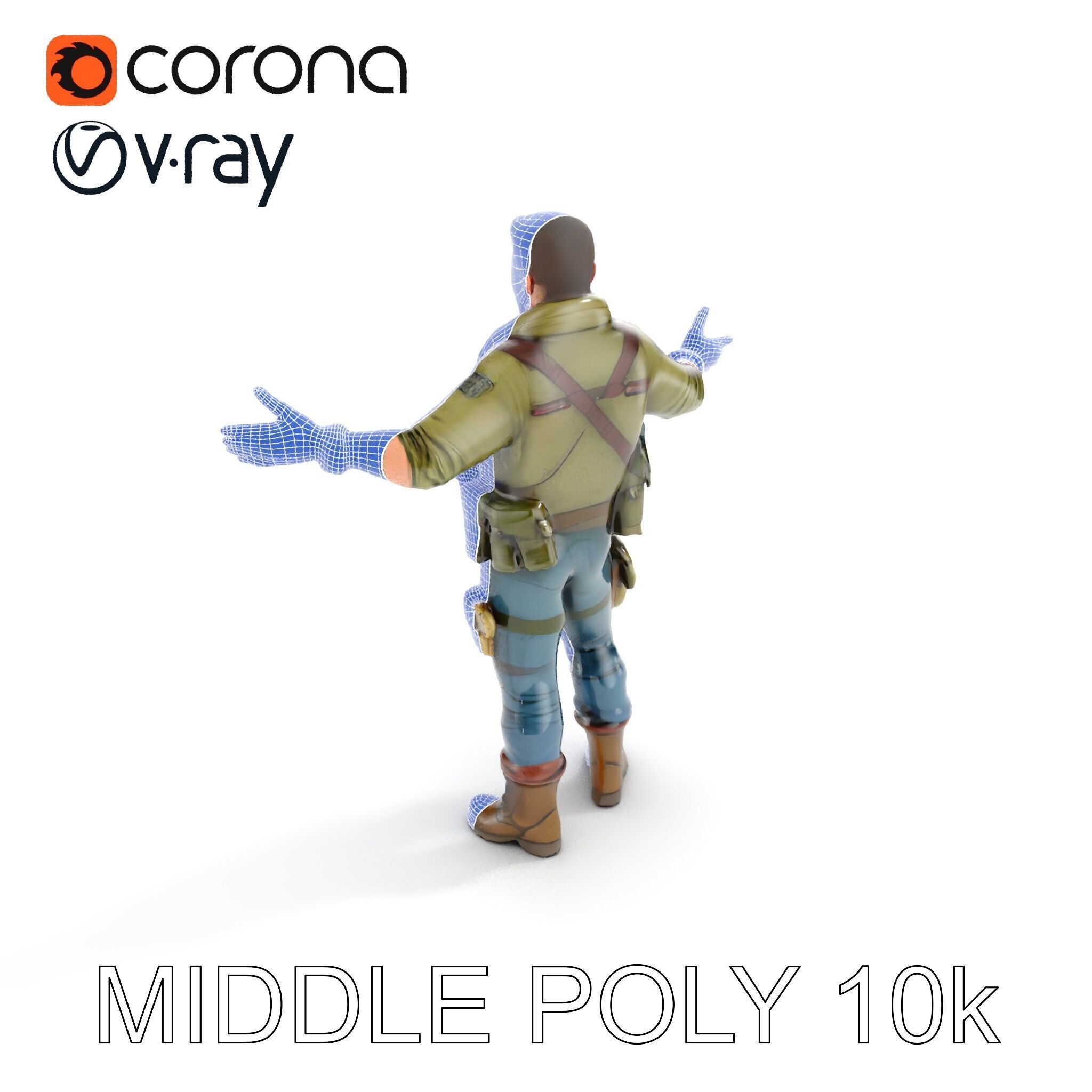 Military Tactical Soldier Rigged and Animated D Model Low-poly 3D model_25