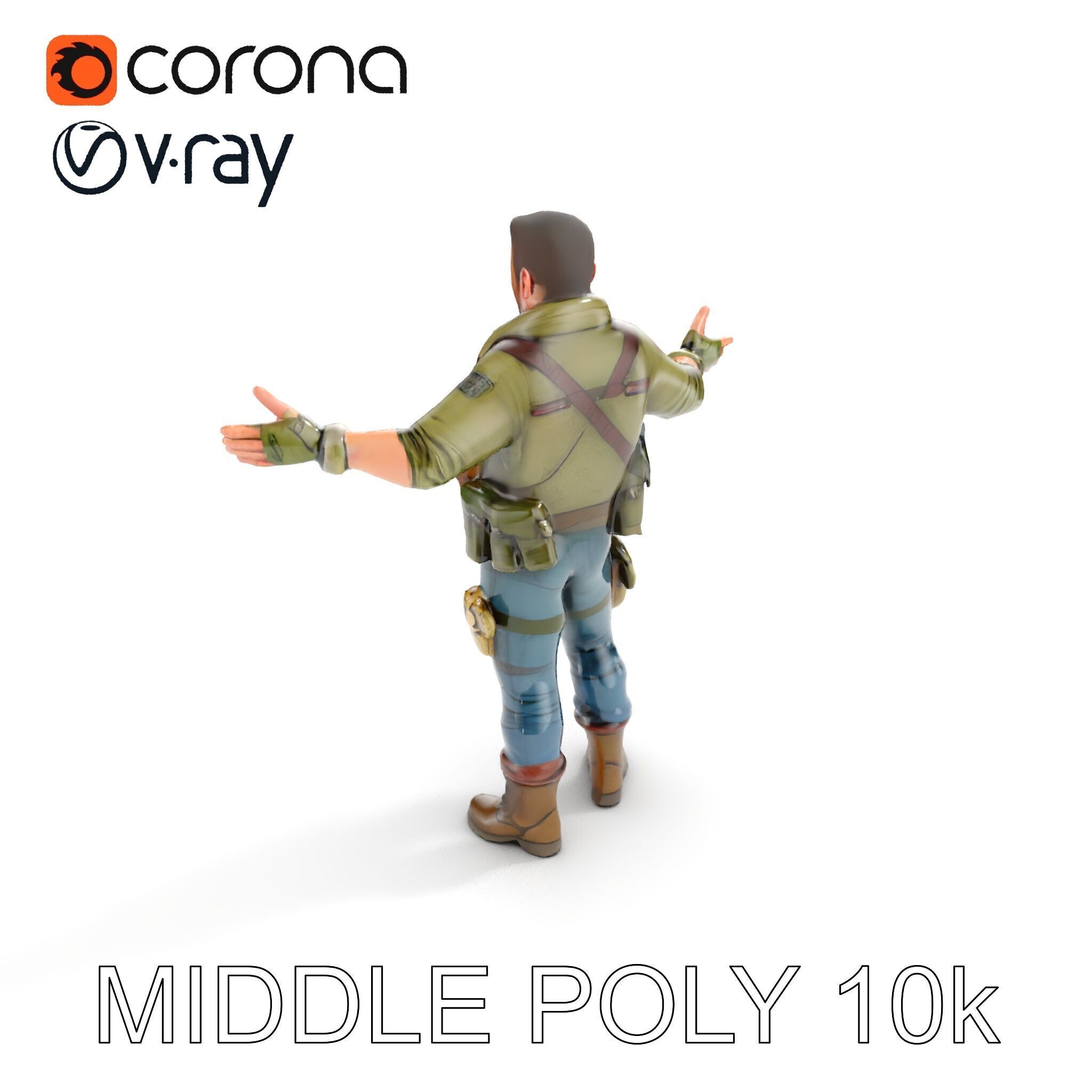 Military Tactical Soldier Rigged and Animated D Model Low-poly 3D model_14