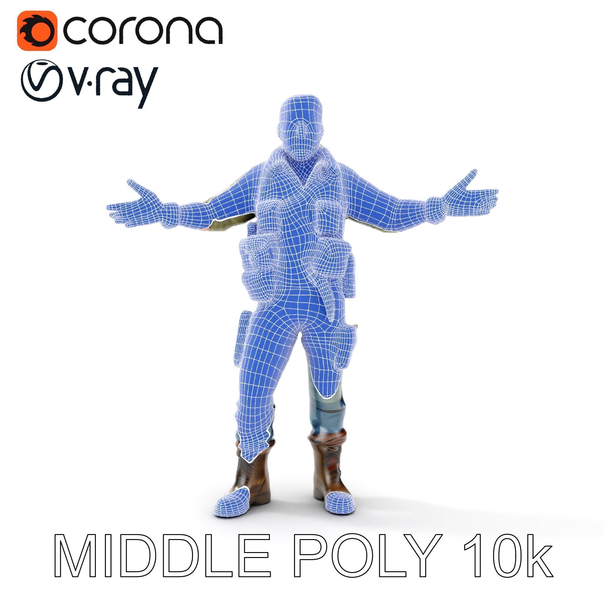 Military Tactical Soldier Rigged and Animated D Model Low-poly 3D model_37