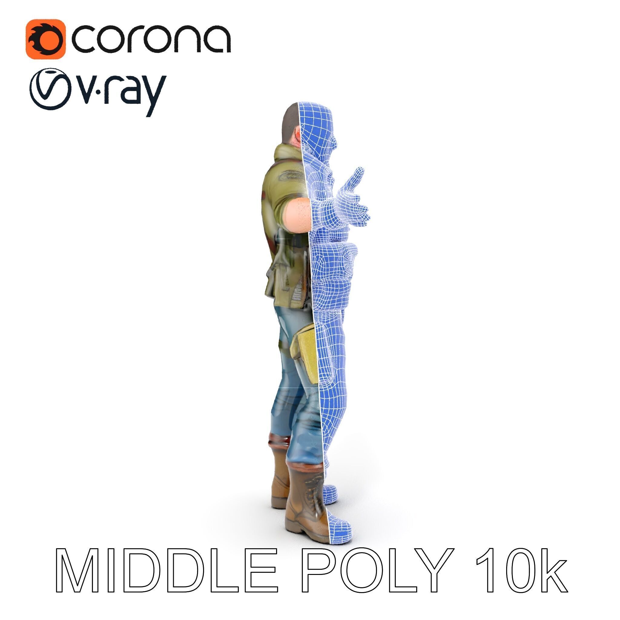 Military Tactical Soldier Rigged and Animated D Model Low-poly 3D model_31