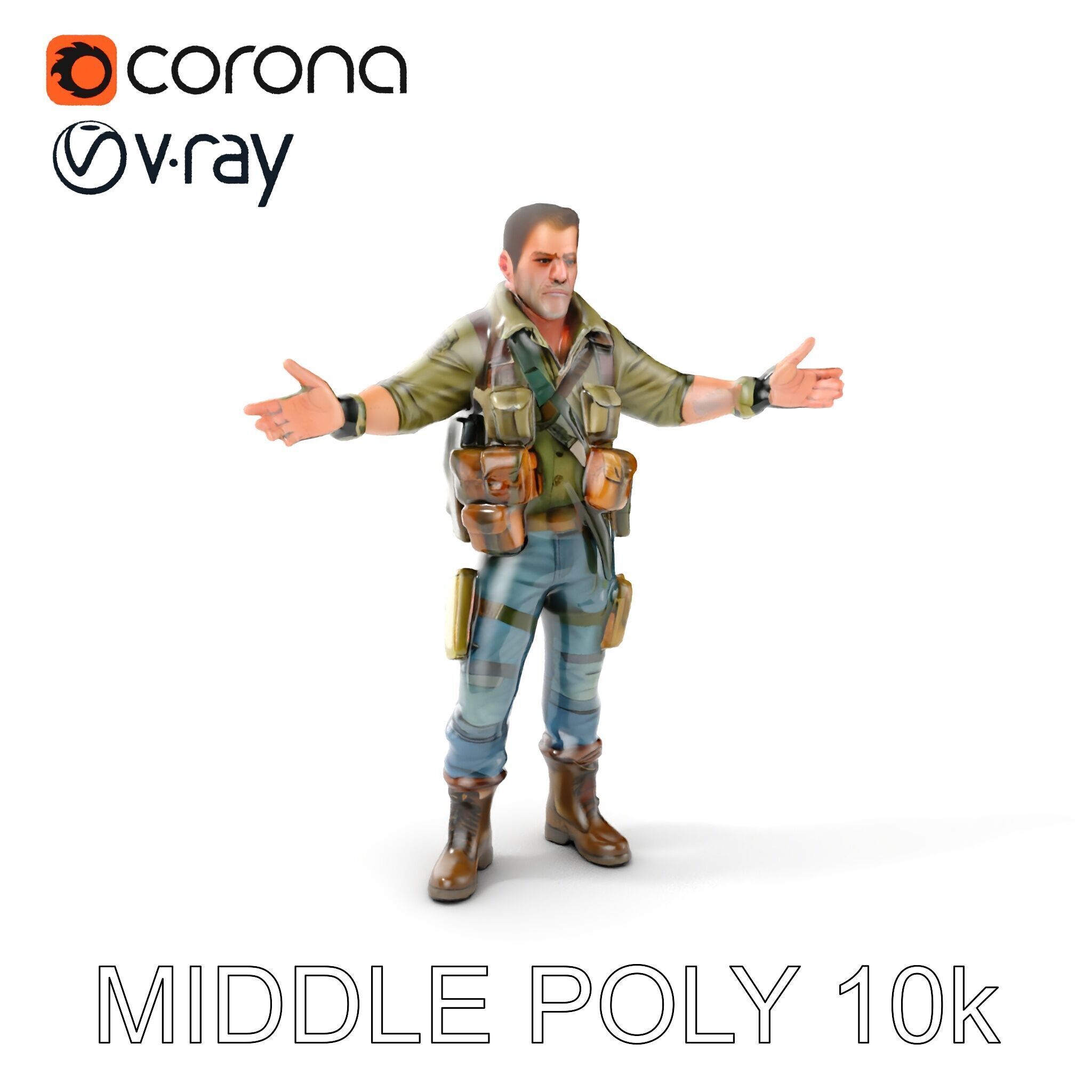 Military Tactical Soldier Rigged and Animated D Model Low-poly 3D model_12