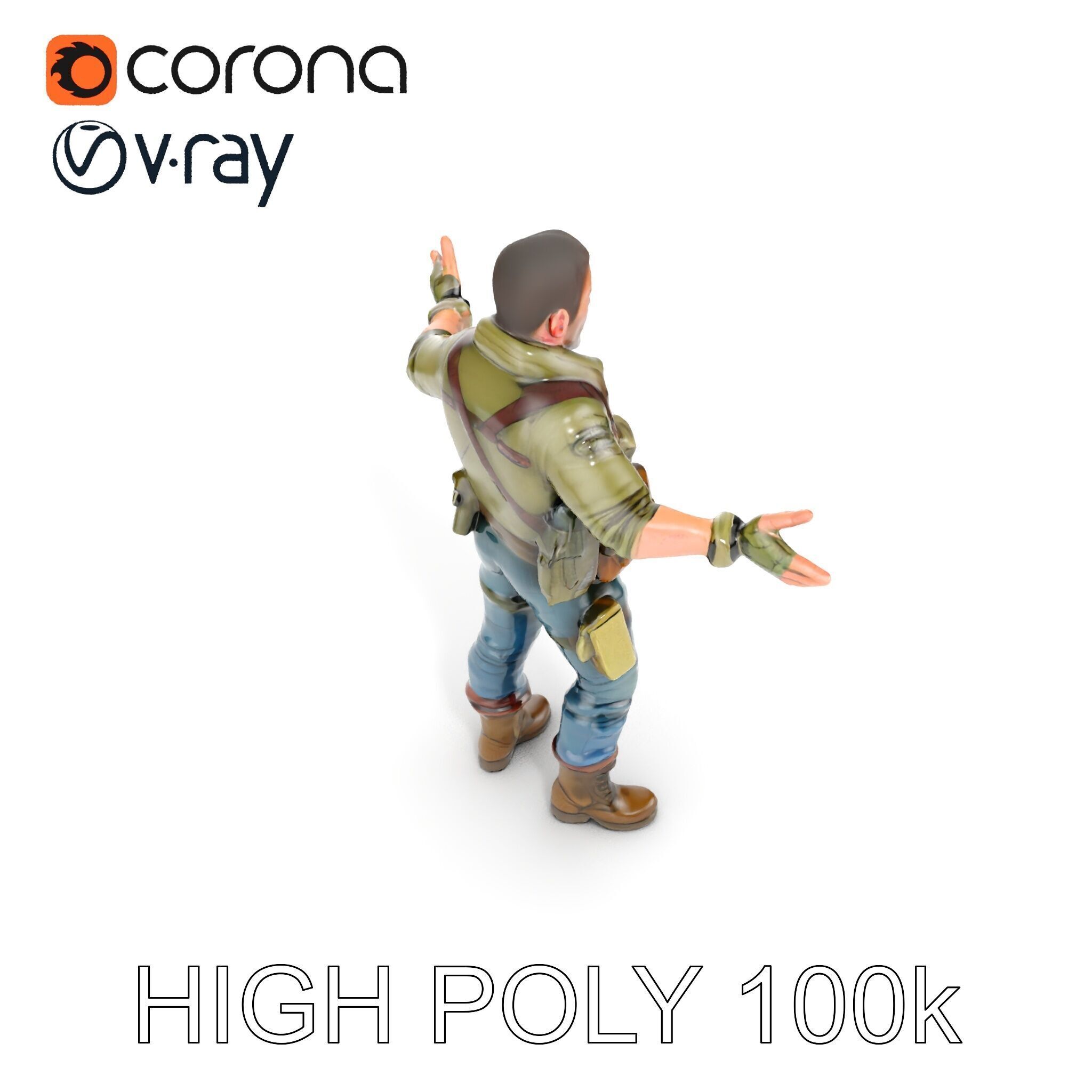 Military Tactical Soldier Rigged and Animated D Model Low-poly 3D model_11
